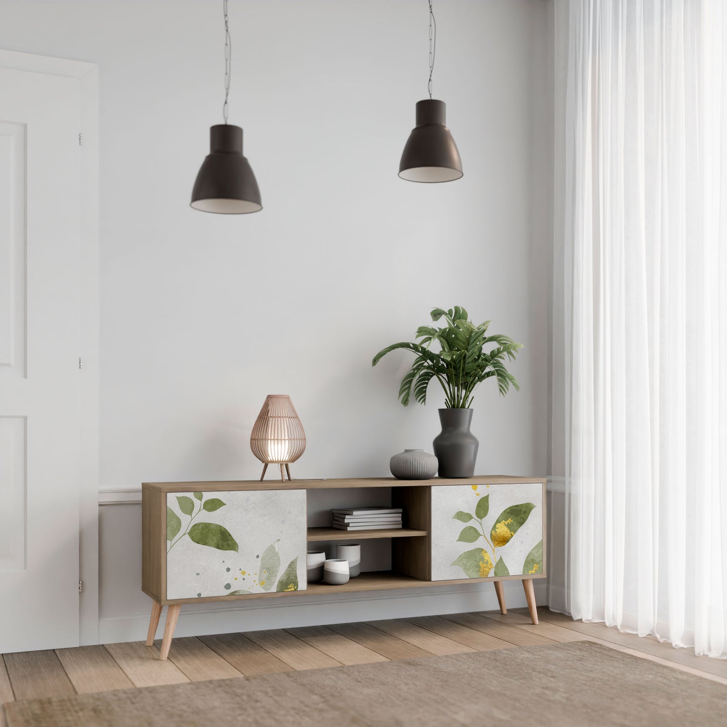 Mobile TV ELEGANT BOTANICS a 2 ante effetto rovere