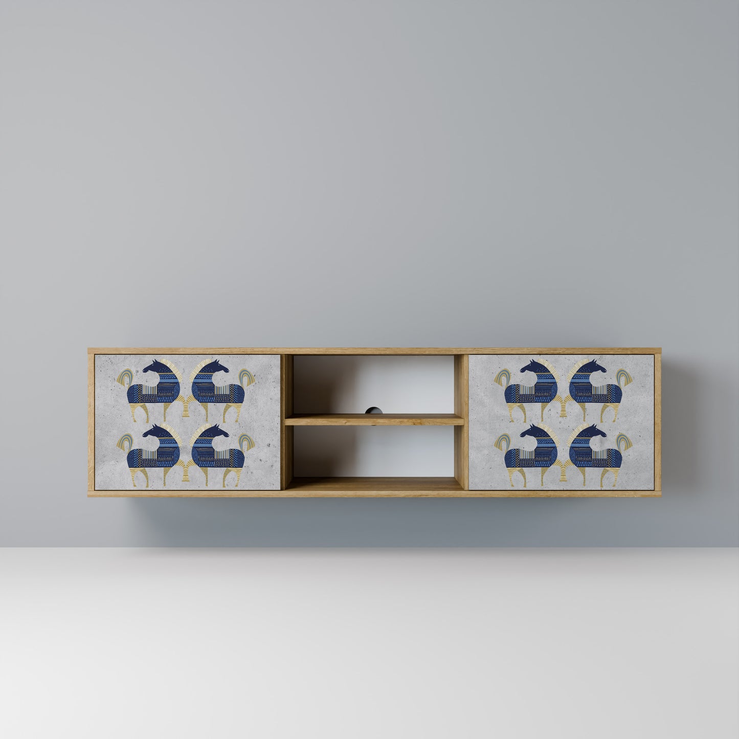 MAJESTIC STEED 2-Door TV Stand in Oak Effect