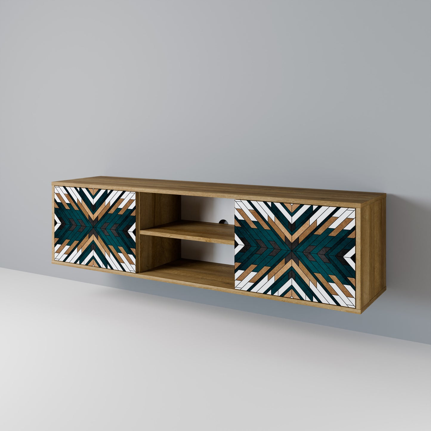Mobile TV ARTISTIC GEOMETRY a 2 ante in effetto rovere