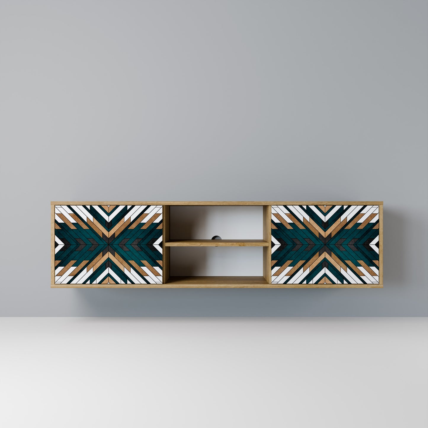 Mobile TV ARTISTIC GEOMETRY a 2 ante in effetto rovere