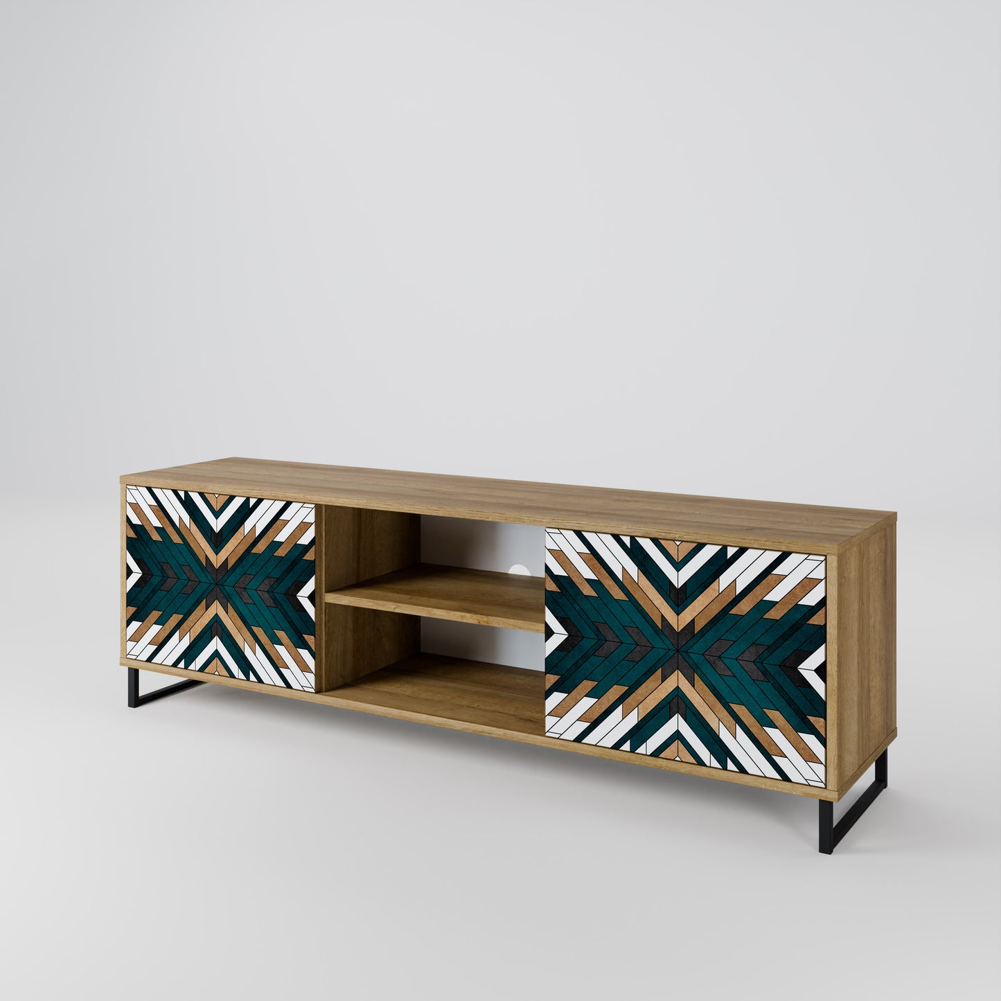 Mobile TV ARTISTIC GEOMETRY a 2 ante in effetto rovere