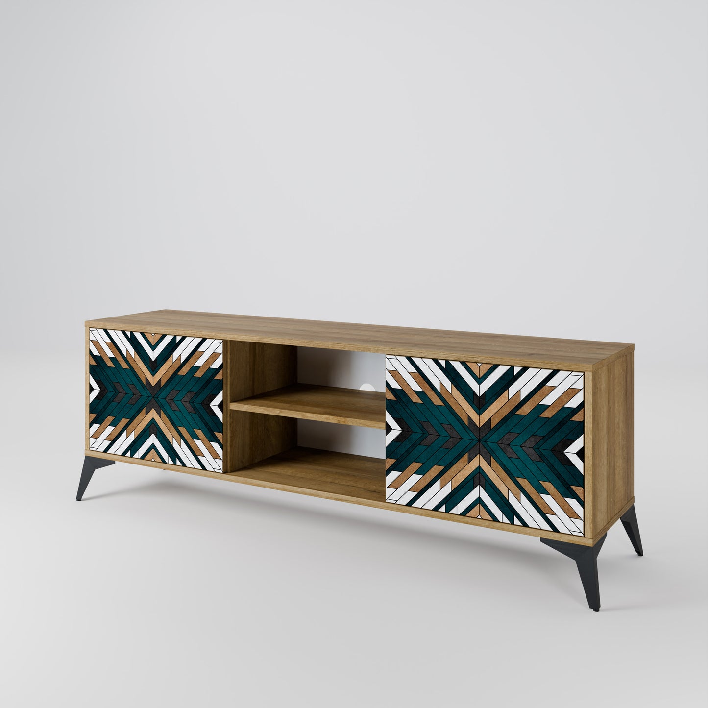 Mobile TV ARTISTIC GEOMETRY a 2 ante in effetto rovere