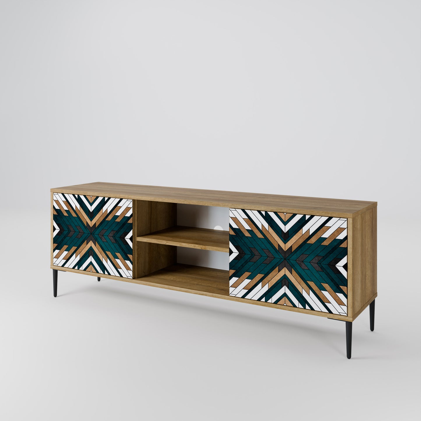 Mobile TV ARTISTIC GEOMETRY a 2 ante in effetto rovere