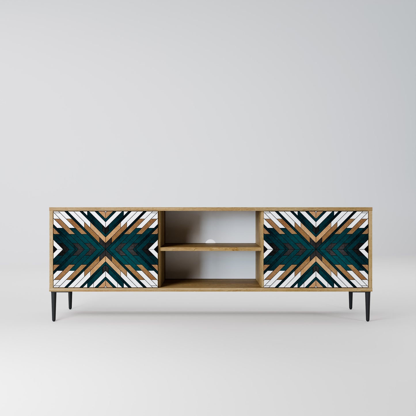 Mobile TV ARTISTIC GEOMETRY a 2 ante in effetto rovere