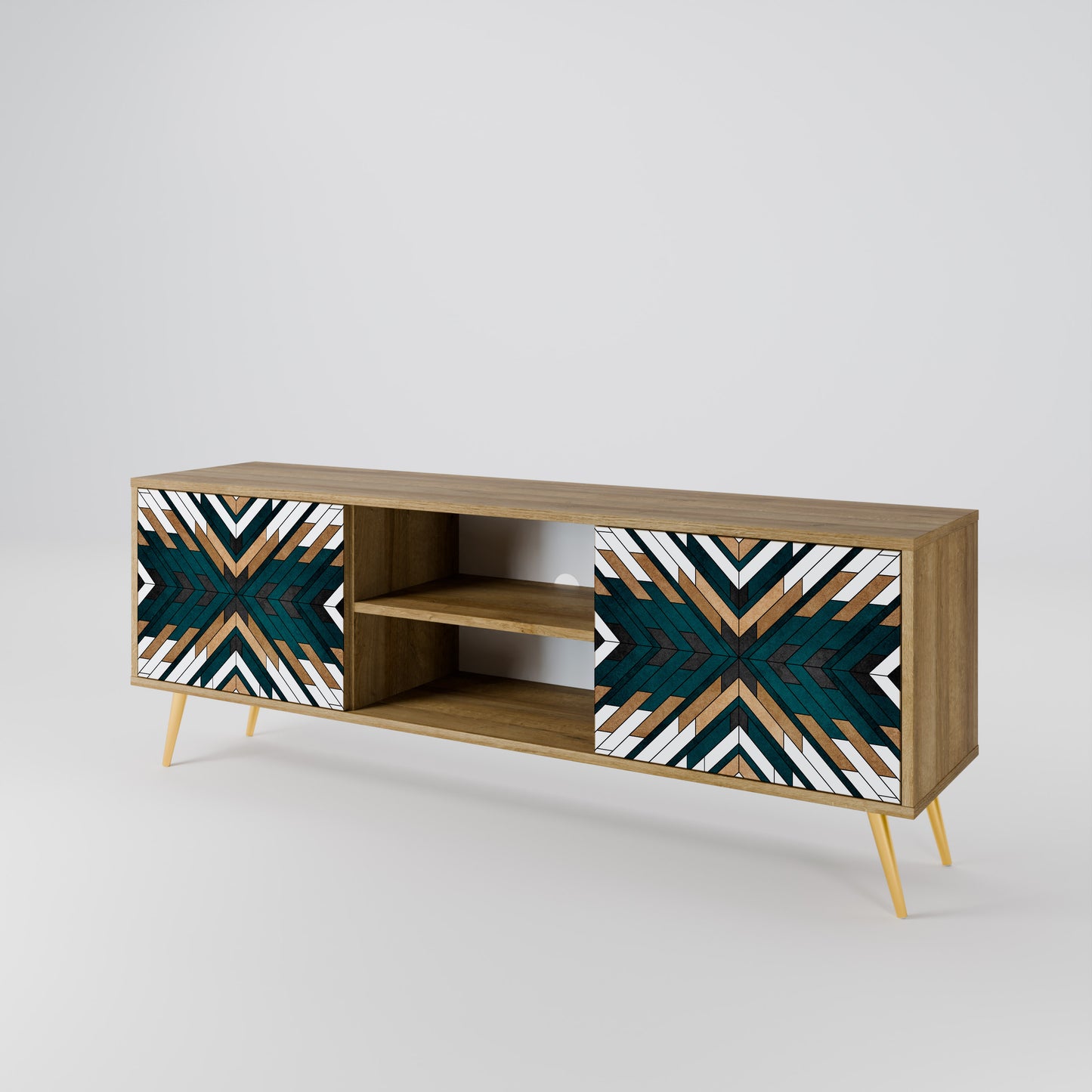 Mobile TV ARTISTIC GEOMETRY a 2 ante in effetto rovere