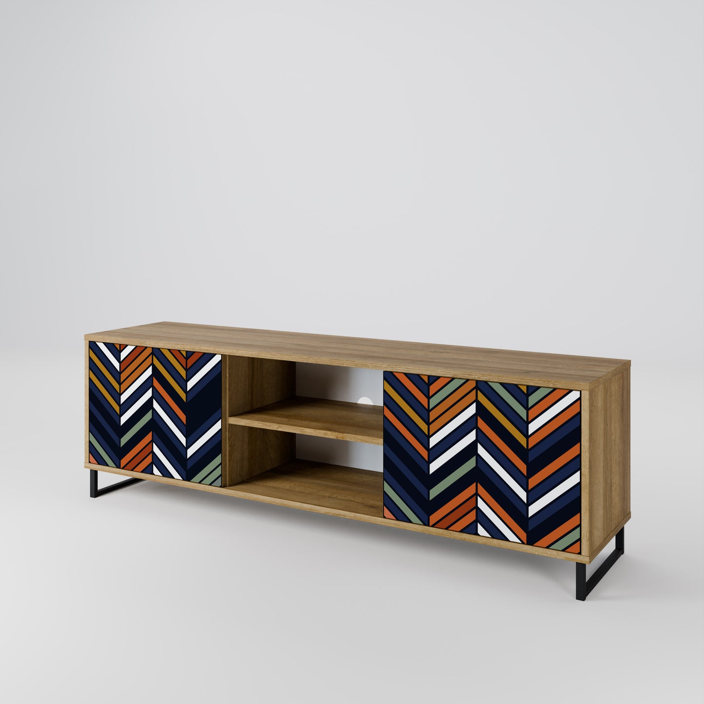 Mobile TV VIBRANT PATCHWORK a 2 ante in effetto rovere