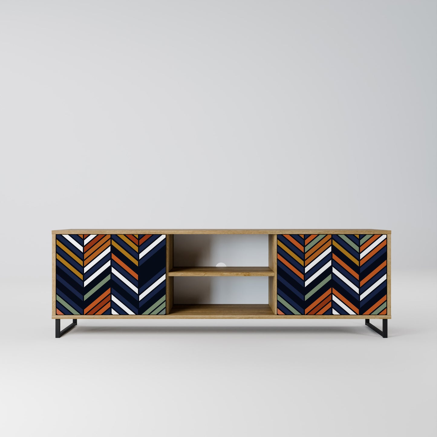 Mobile TV VIBRANT PATCHWORK a 2 ante in effetto rovere