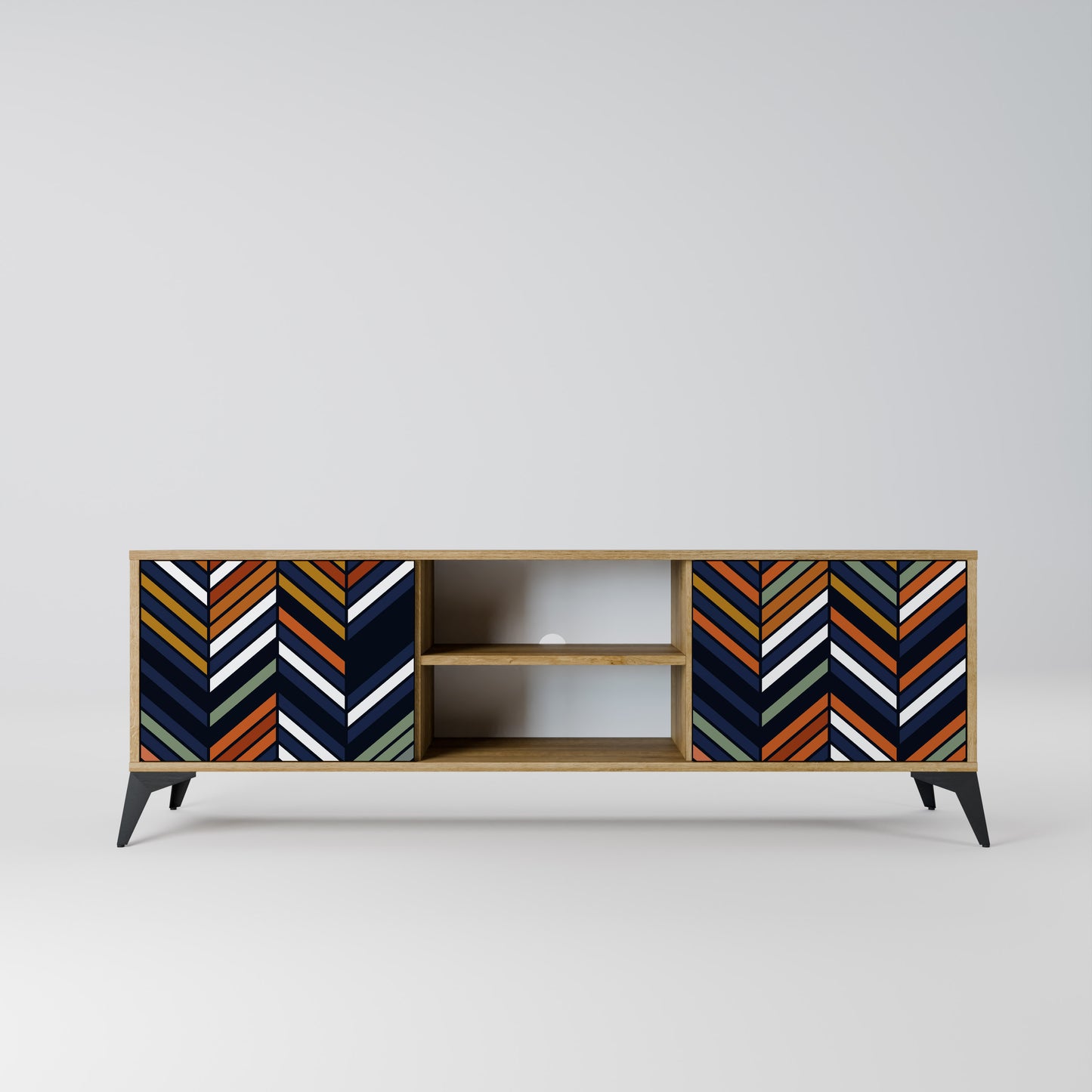 Mobile TV VIBRANT PATCHWORK a 2 ante in effetto rovere