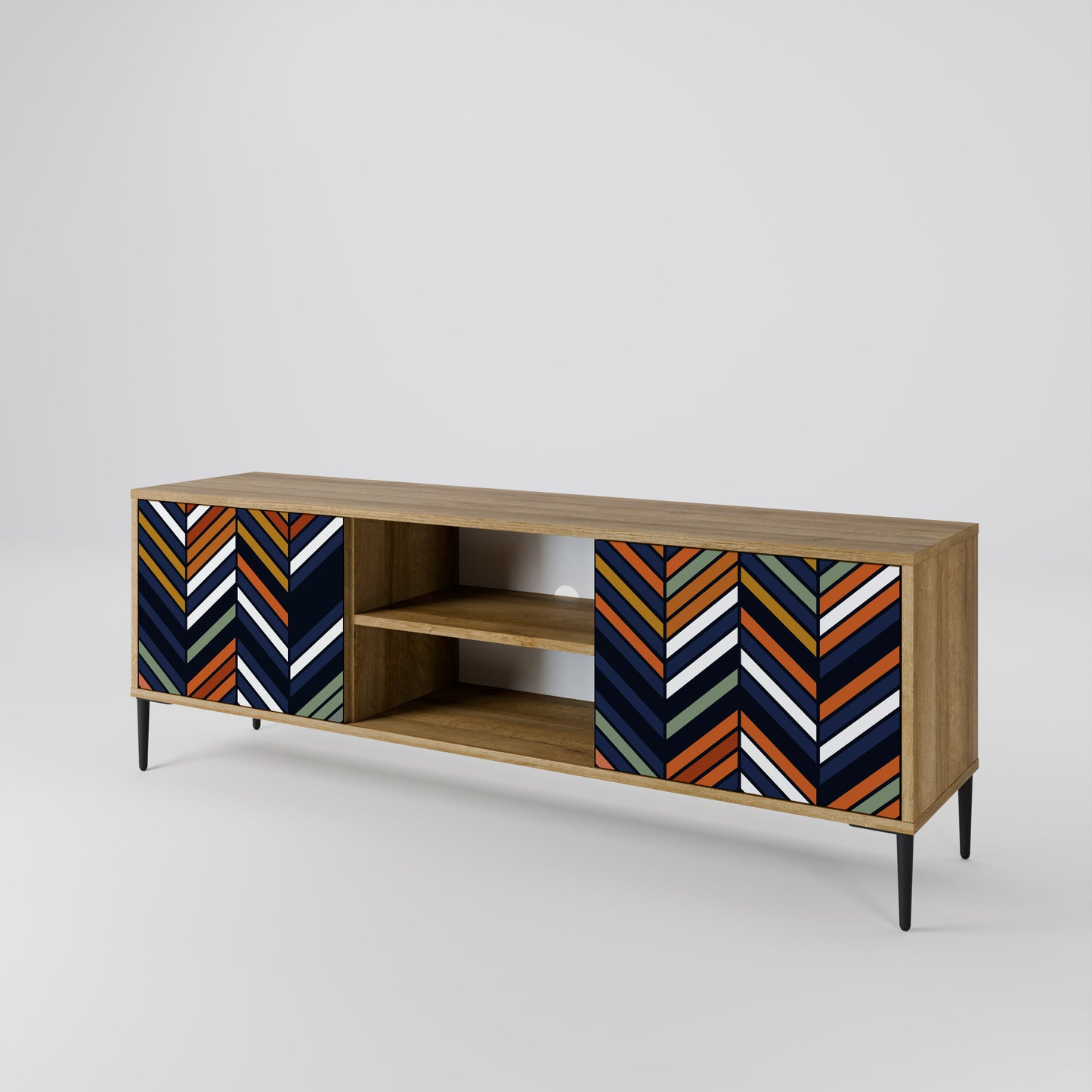 Mobile TV VIBRANT PATCHWORK a 2 ante in effetto rovere