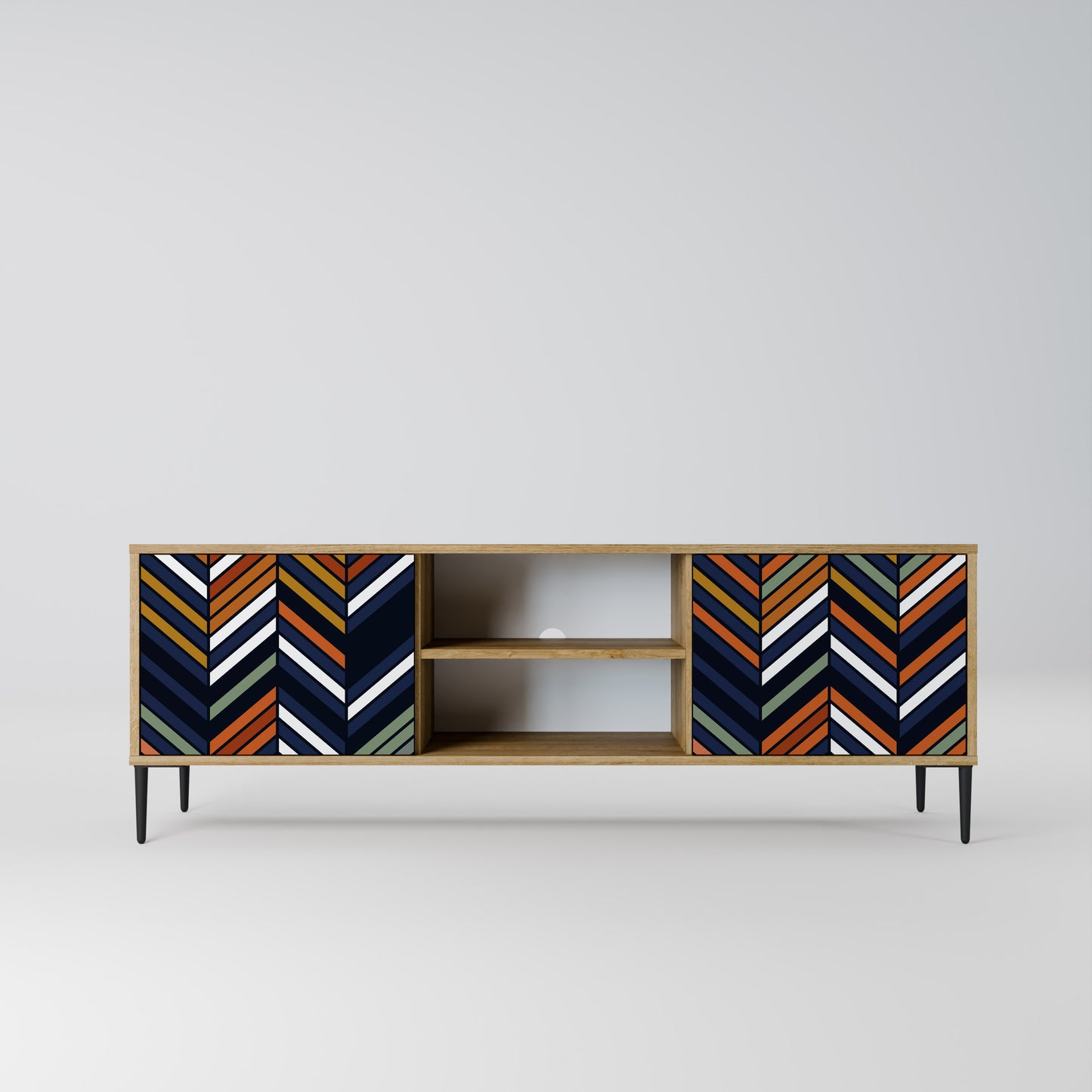 Mobile TV VIBRANT PATCHWORK a 2 ante in effetto rovere