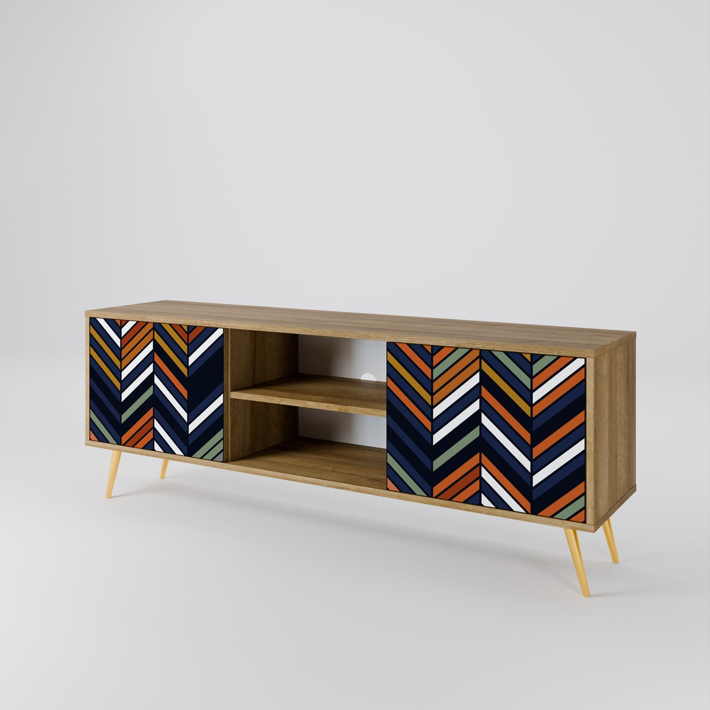 Mobile TV VIBRANT PATCHWORK a 2 ante in effetto rovere