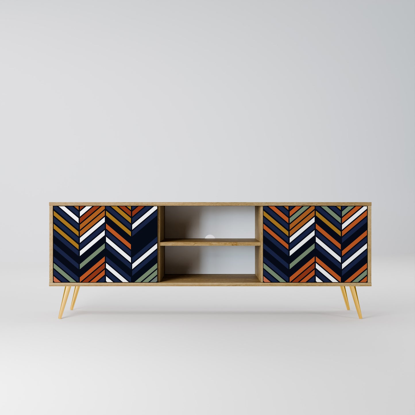 Mobile TV VIBRANT PATCHWORK a 2 ante in effetto rovere