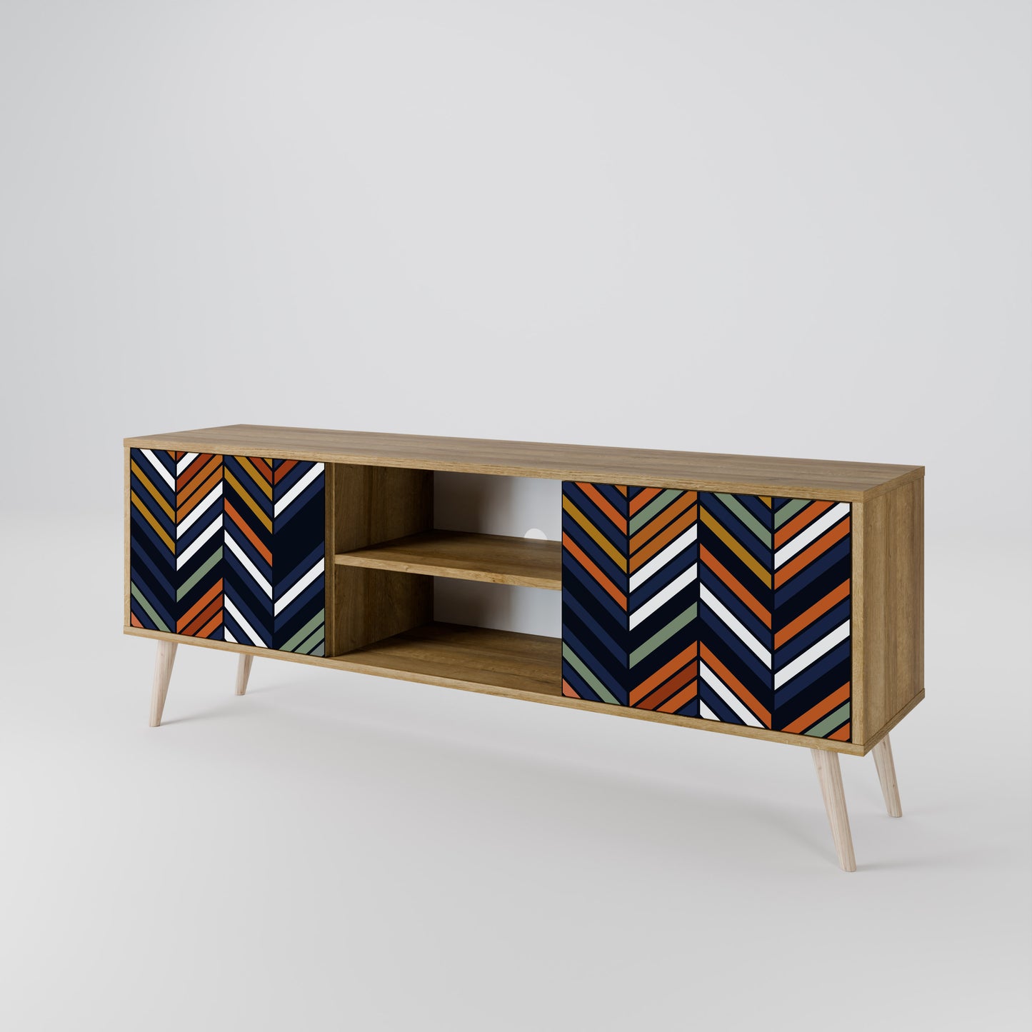 Mobile TV VIBRANT PATCHWORK a 2 ante in effetto rovere