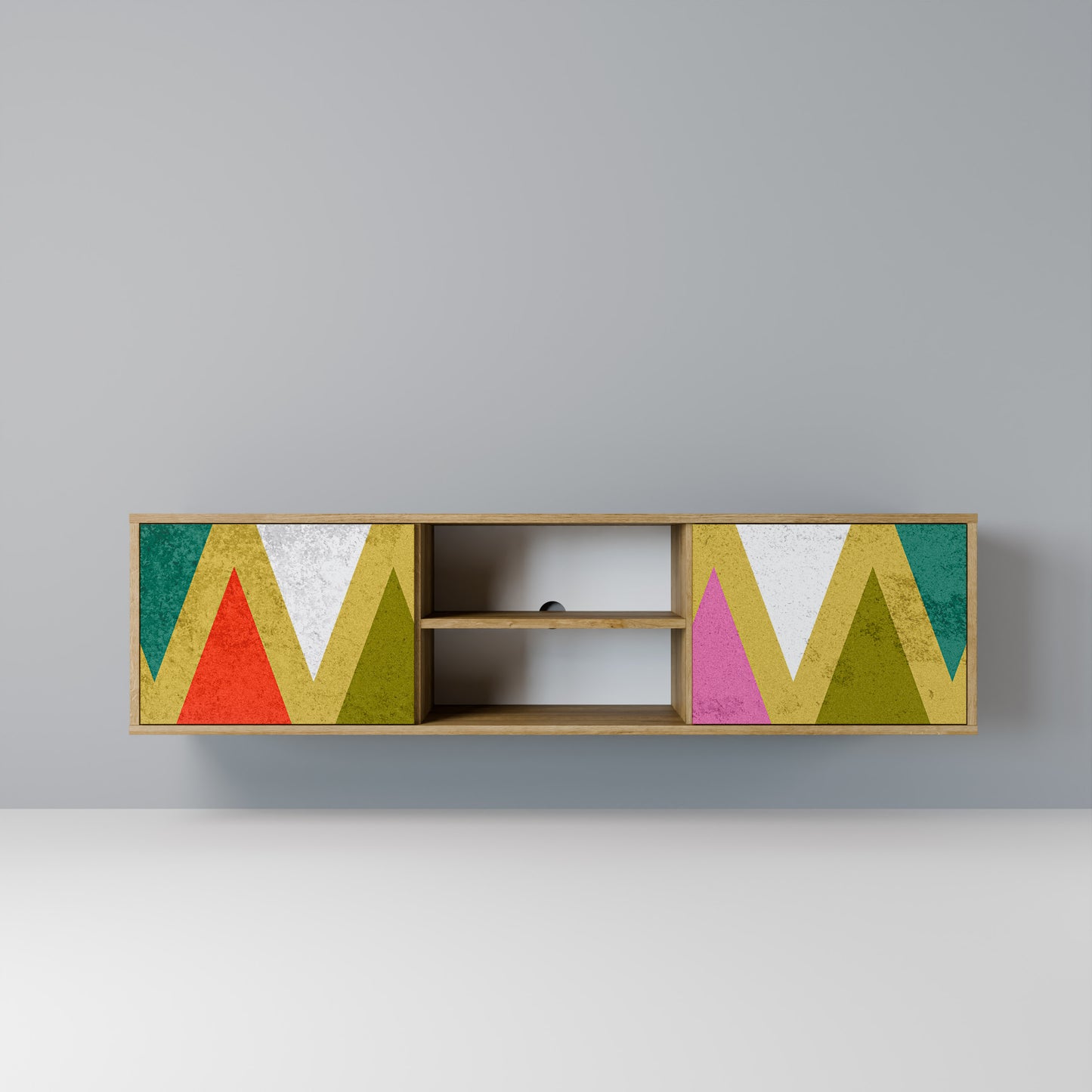 Mobile TV a 2 ante TRIANGOLI COLORATI in effetto rovere
