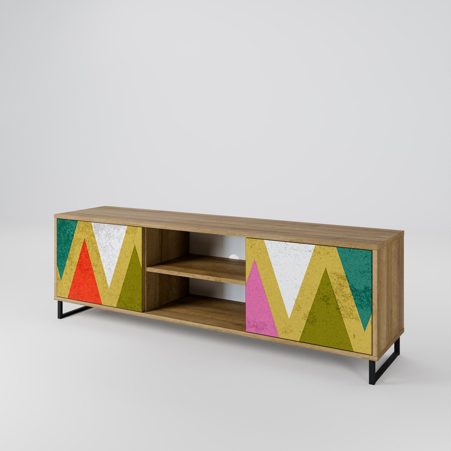Mobile TV a 2 ante TRIANGOLI COLORATI in effetto rovere