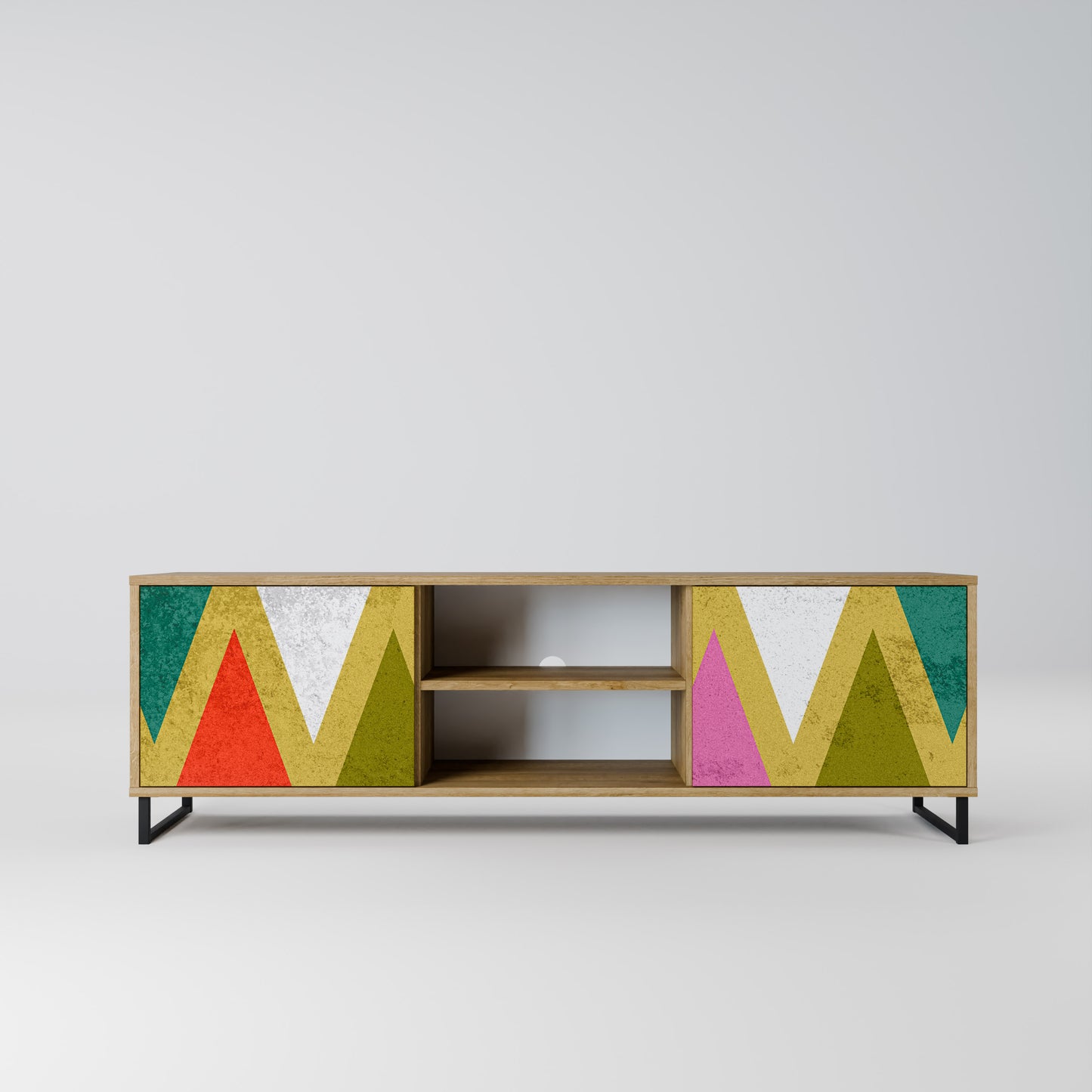 Mobile TV a 2 ante TRIANGOLI COLORATI in effetto rovere
