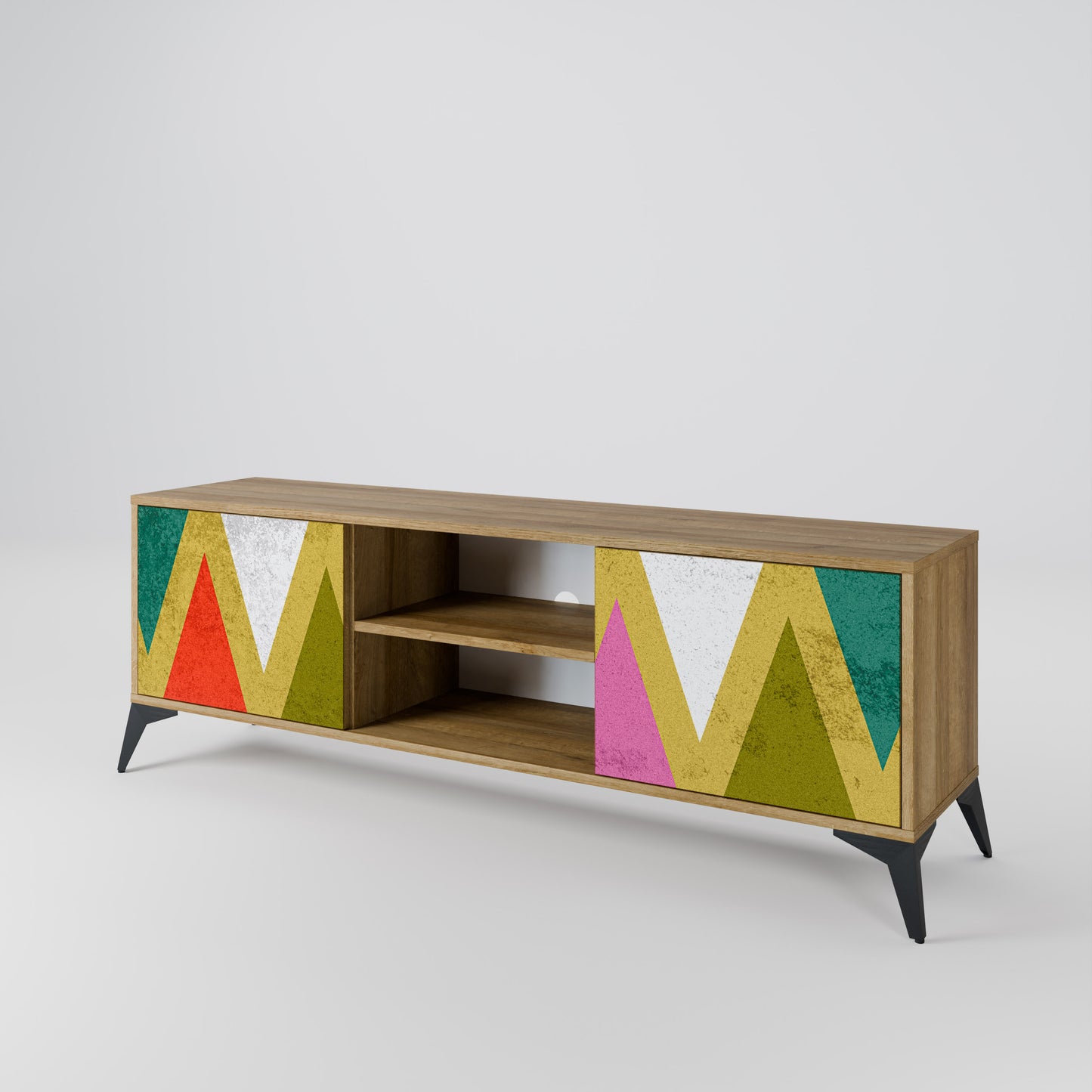 Mobile TV a 2 ante TRIANGOLI COLORATI in effetto rovere