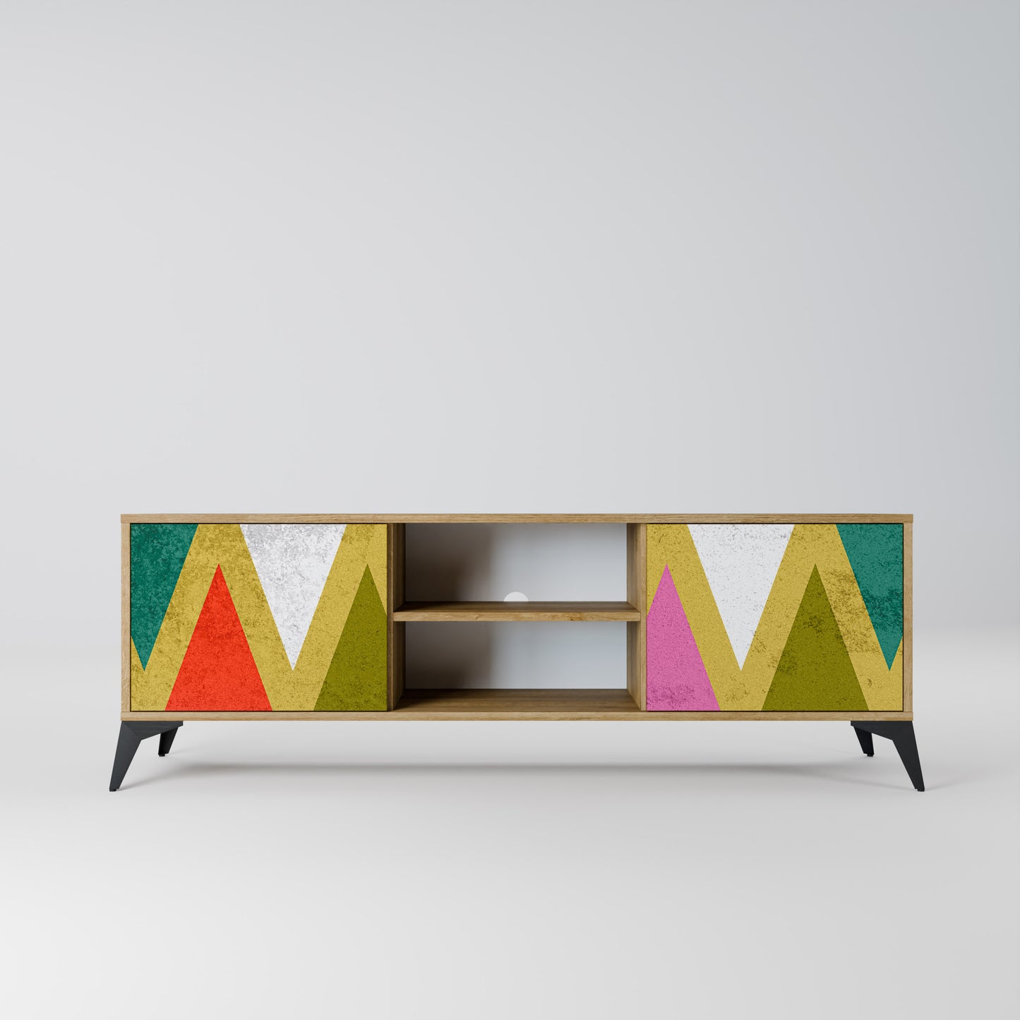 Mobile TV a 2 ante TRIANGOLI COLORATI in effetto rovere