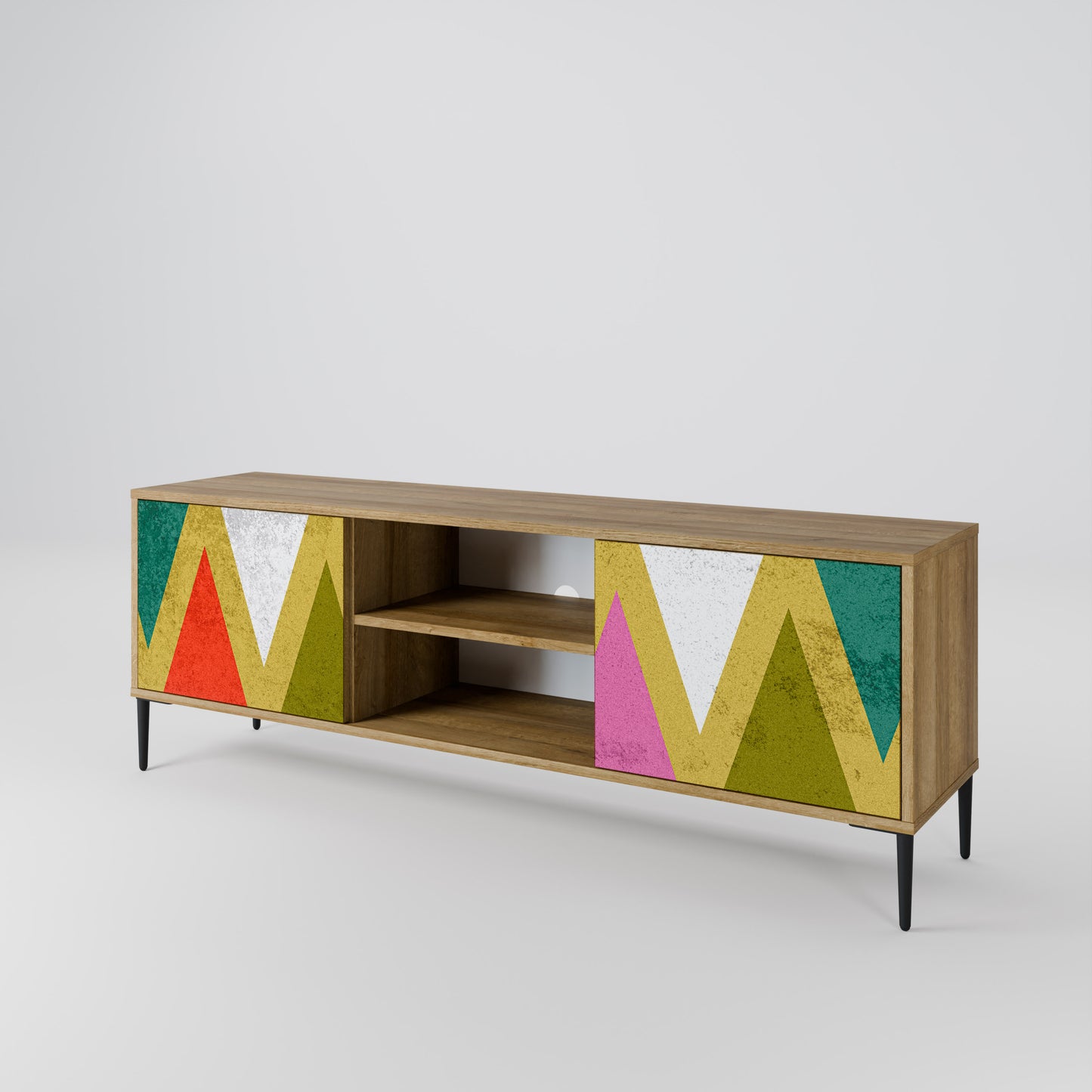 Mobile TV a 2 ante TRIANGOLI COLORATI in effetto rovere
