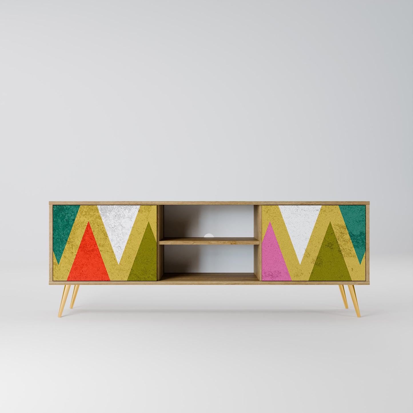 Mobile TV a 2 ante TRIANGOLI COLORATI in effetto rovere