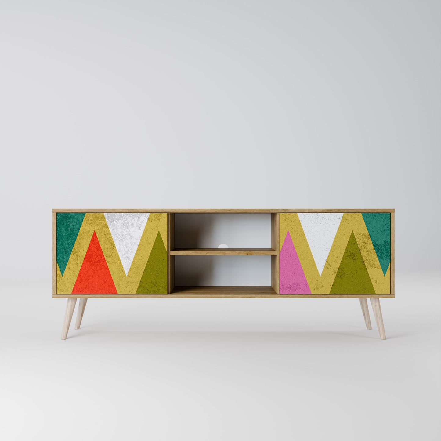 Mobile TV a 2 ante TRIANGOLI COLORATI in effetto rovere