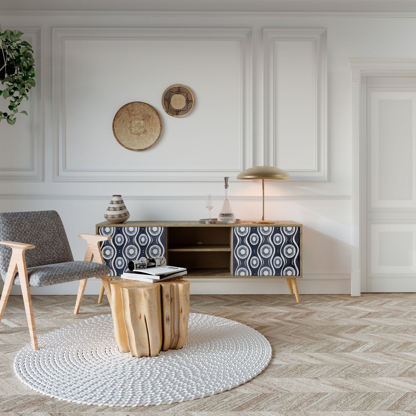 Mobile TV GRAPHITE EYES a 2 ante effetto rovere
