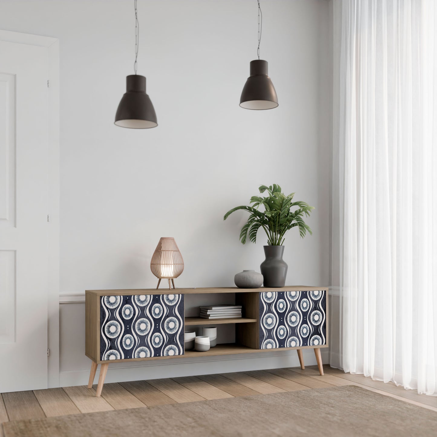 Mobile TV GRAPHITE EYES a 2 ante effetto rovere