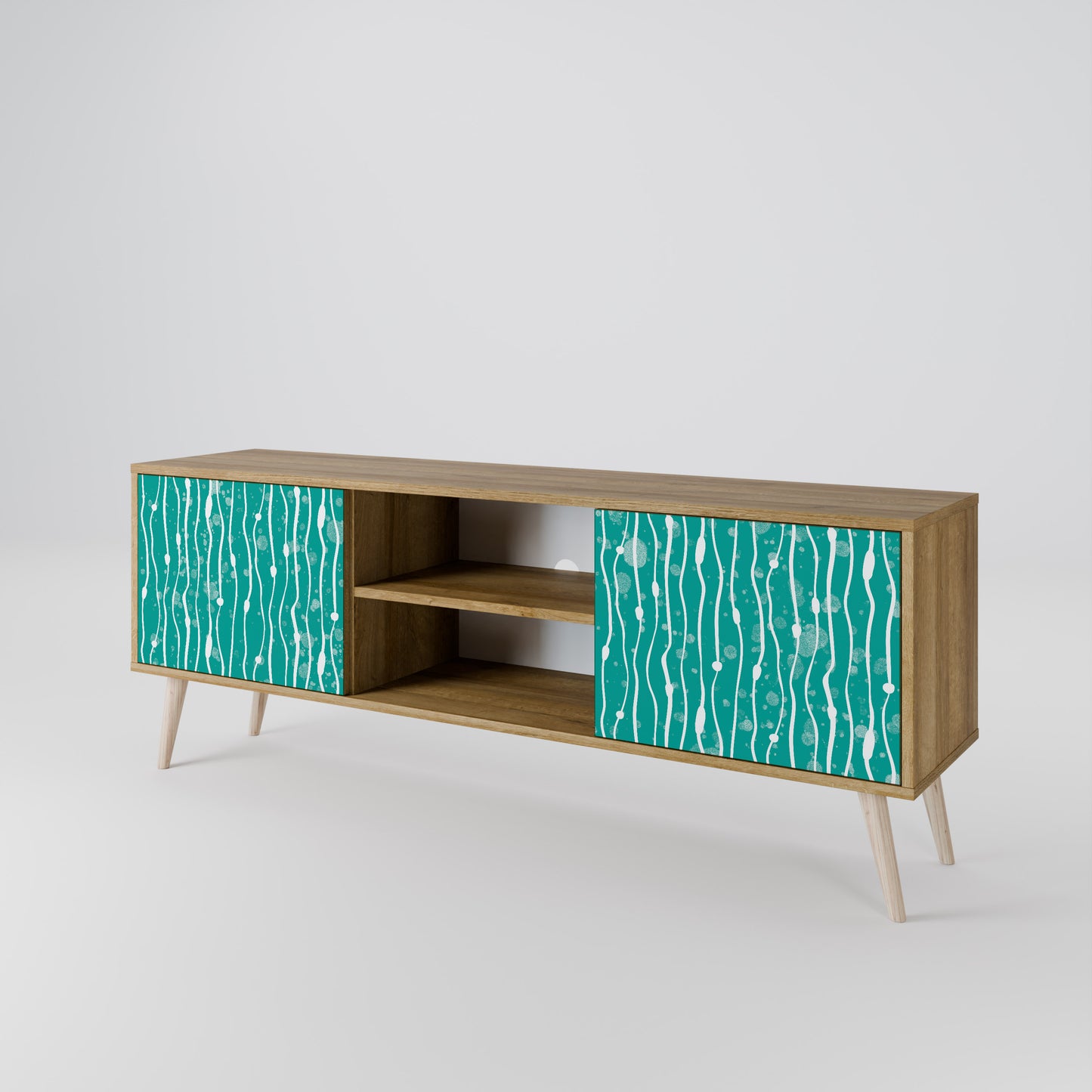 Mobile TV a 2 ante TURQUOISE RAIN in effetto rovere
