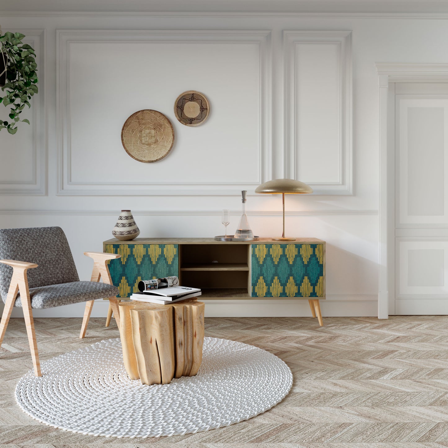 Mobile TV POLYGONS a 2 ante effetto rovere