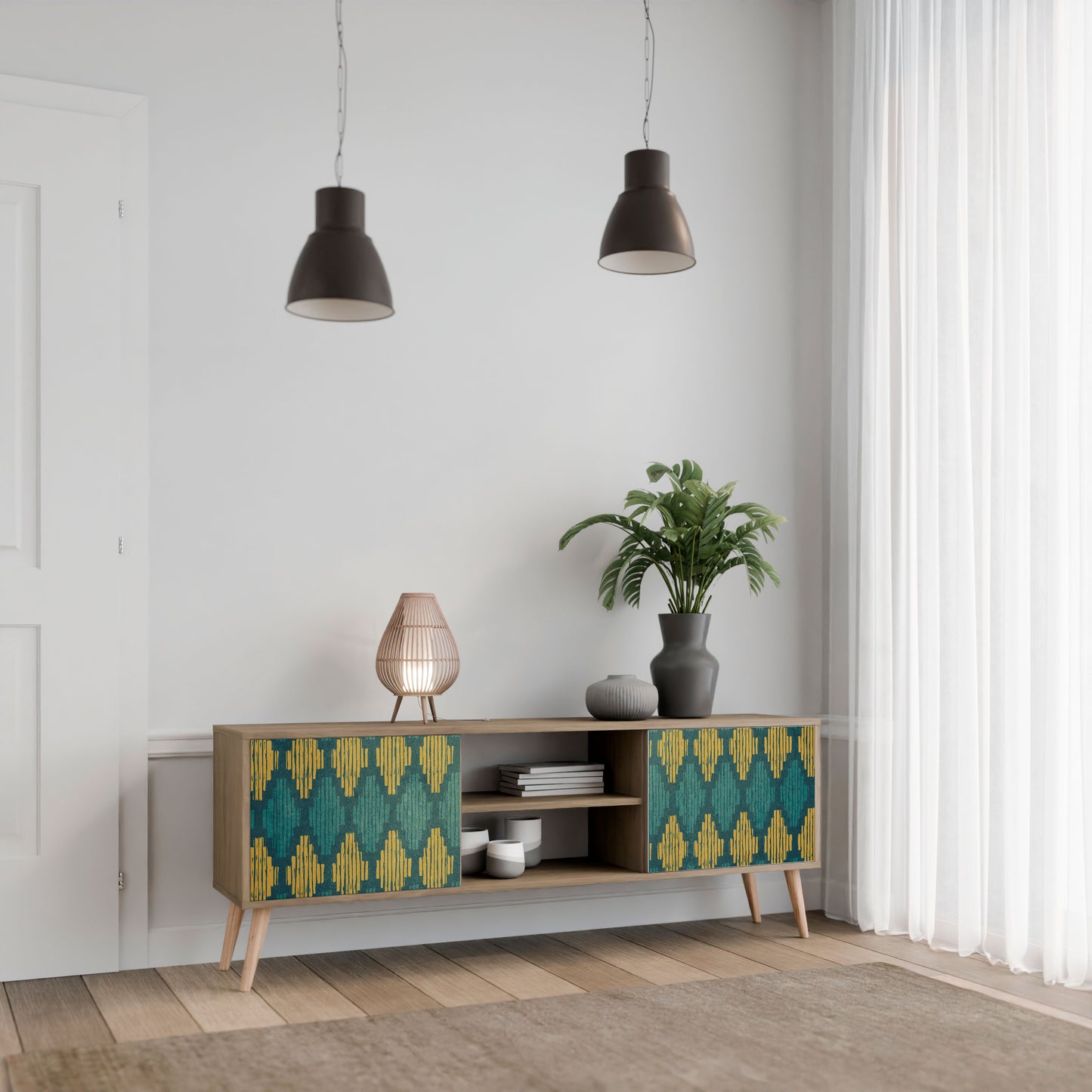 Mobile TV POLYGONS a 2 ante effetto rovere