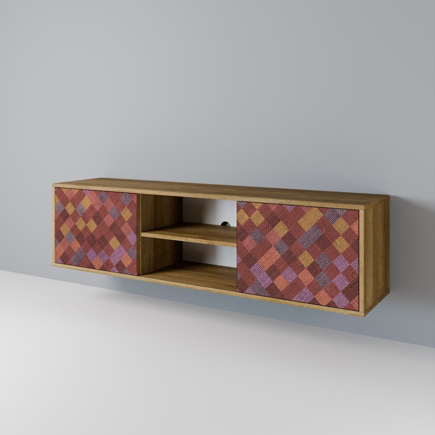 Mobile TV a 2 ante PAINTED SQUARES in effetto rovere