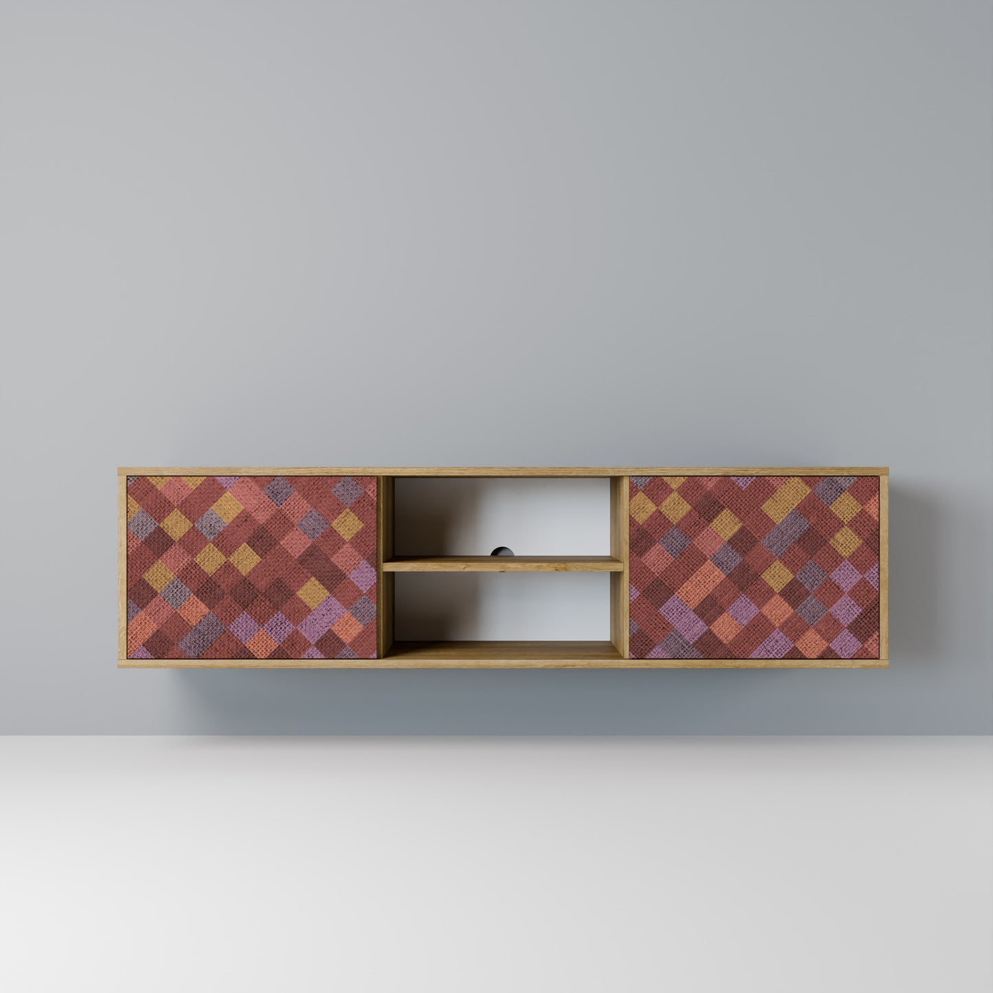 Mobile TV a 2 ante PAINTED SQUARES in effetto rovere