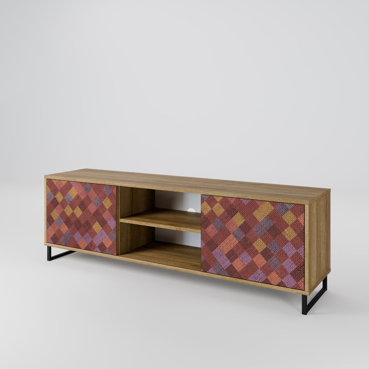 Mobile TV a 2 ante PAINTED SQUARES in effetto rovere