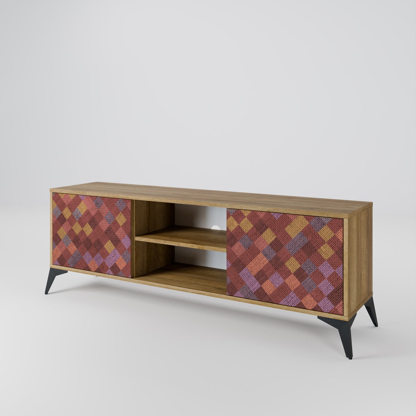 Mobile TV a 2 ante PAINTED SQUARES in effetto rovere