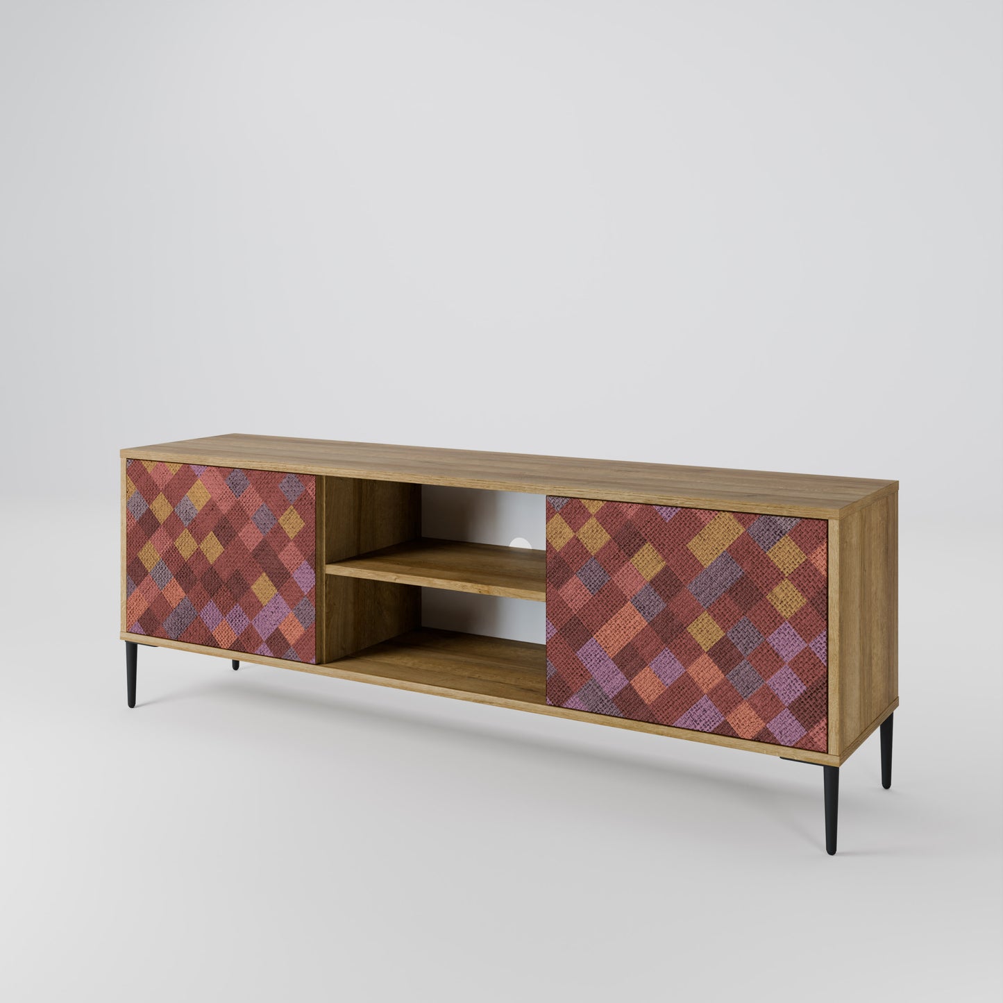 Mobile TV a 2 ante PAINTED SQUARES in effetto rovere