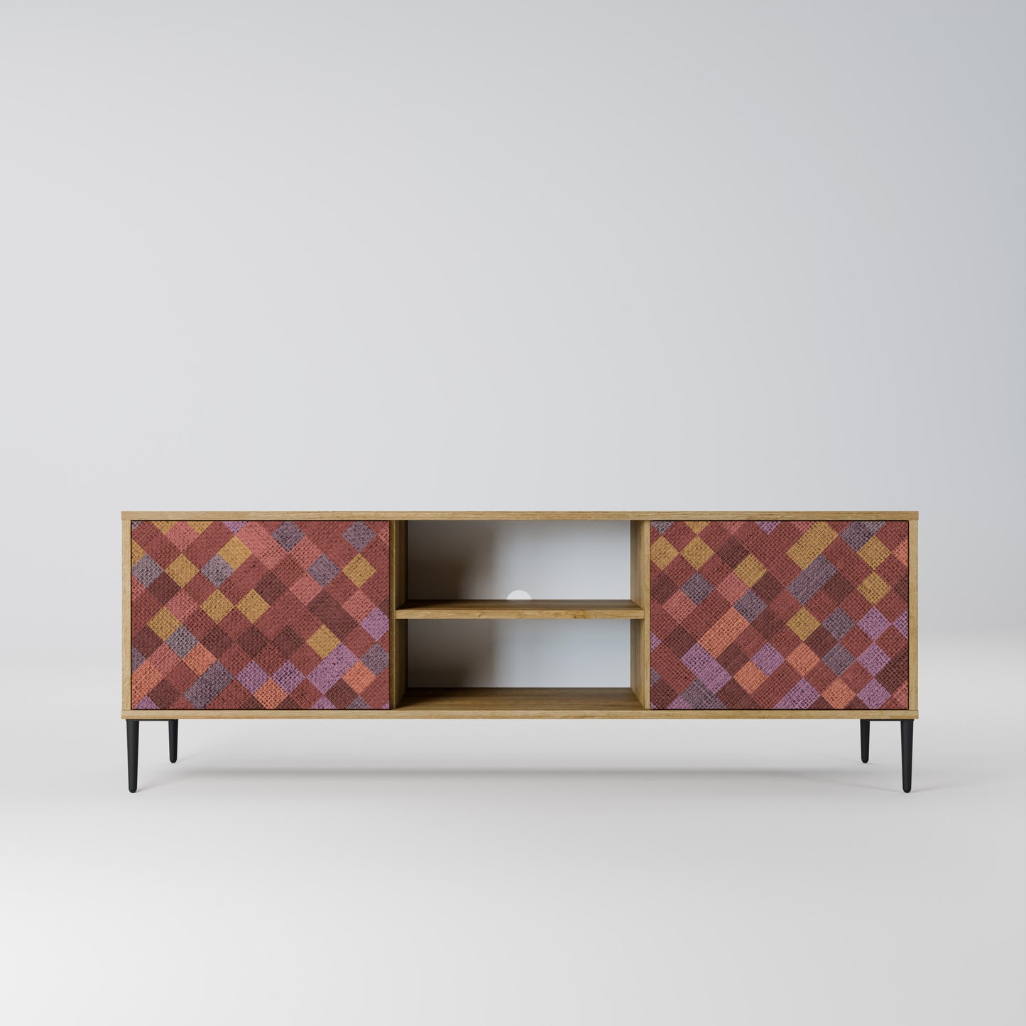 Mobile TV a 2 ante PAINTED SQUARES in effetto rovere