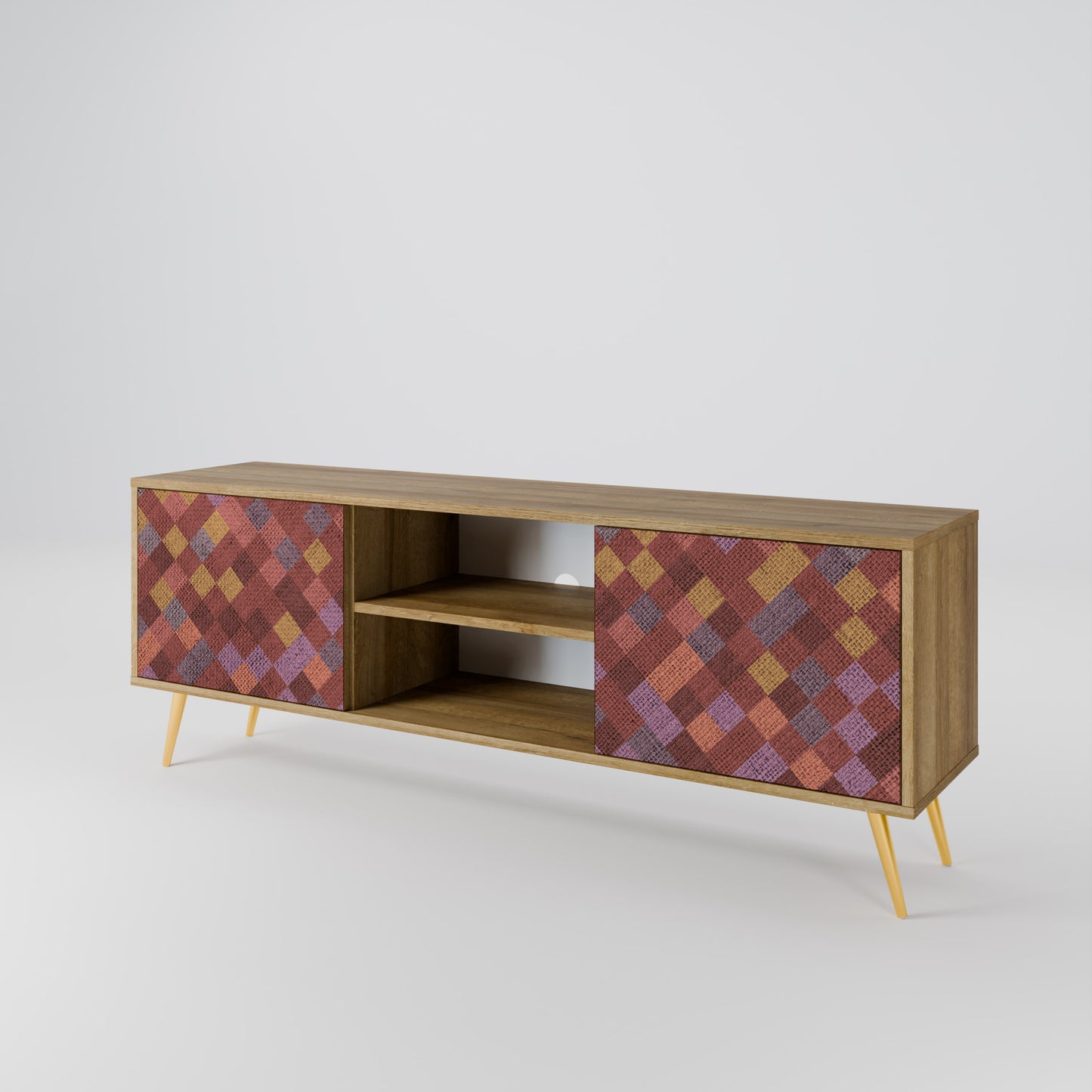 Mobile TV a 2 ante PAINTED SQUARES in effetto rovere