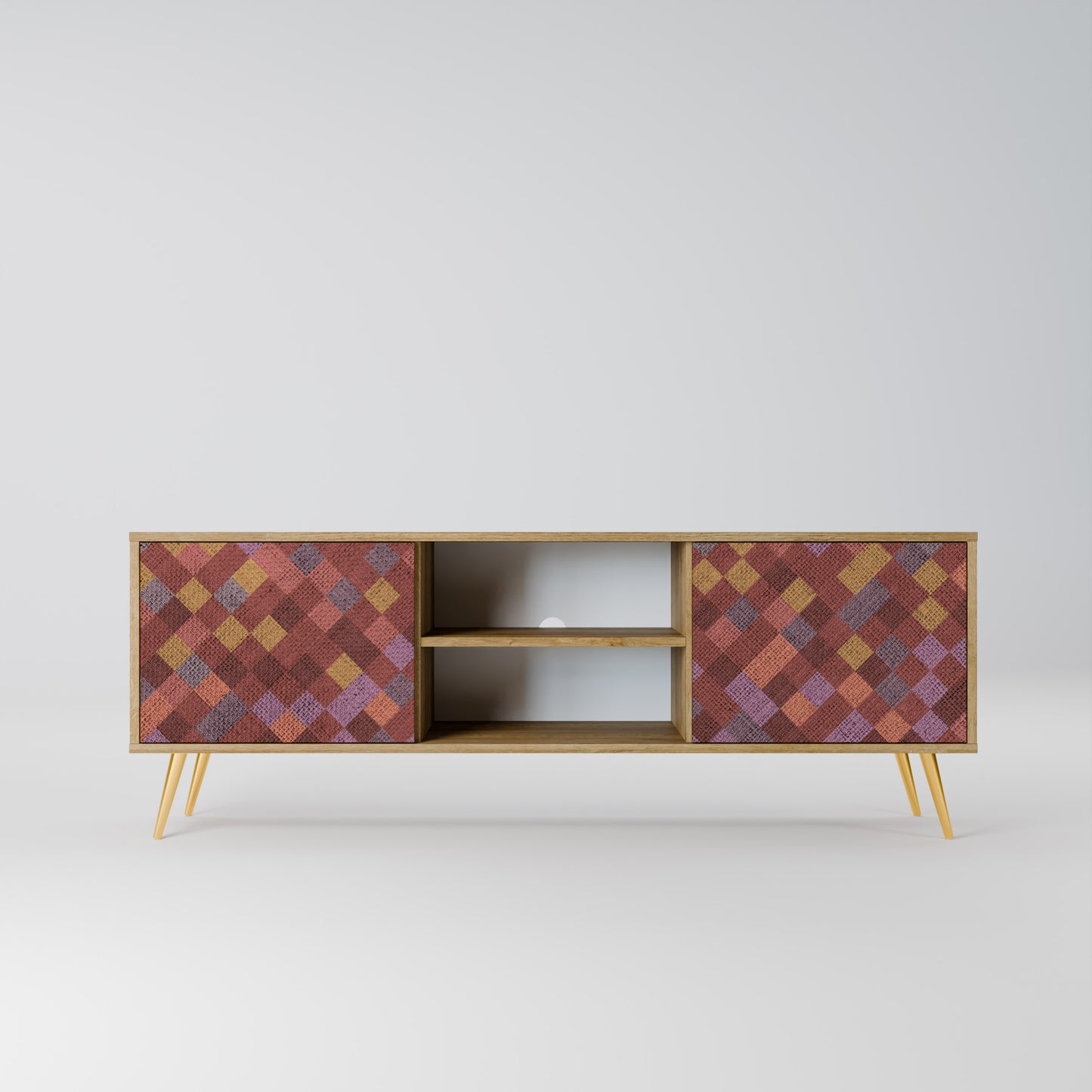 Mobile TV a 2 ante PAINTED SQUARES in effetto rovere