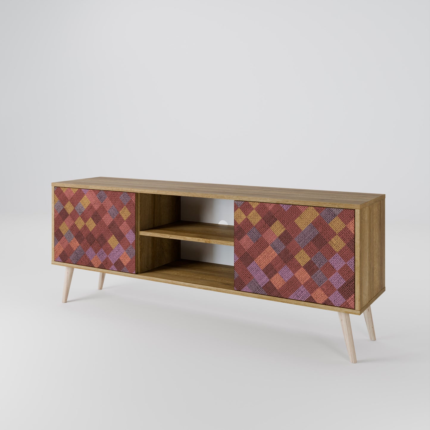 Mobile TV a 2 ante PAINTED SQUARES in effetto rovere