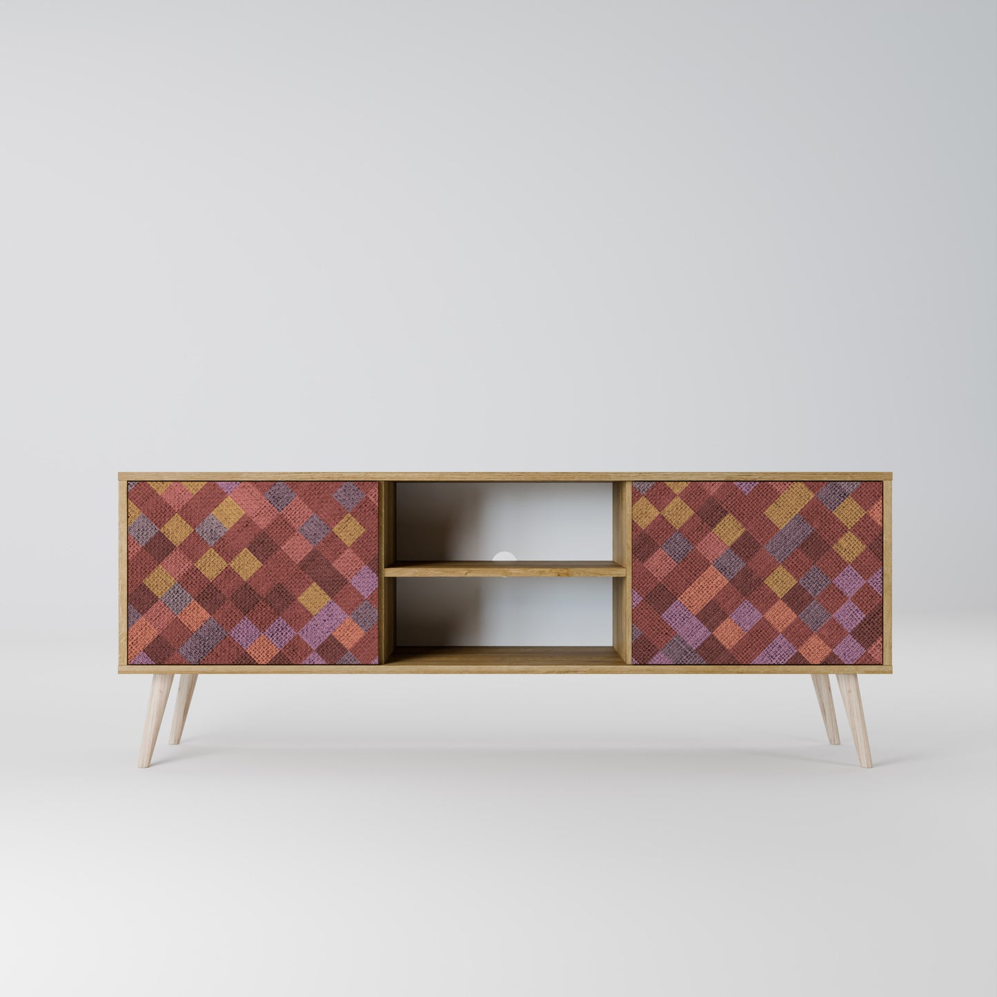 Mobile TV a 2 ante PAINTED SQUARES in effetto rovere