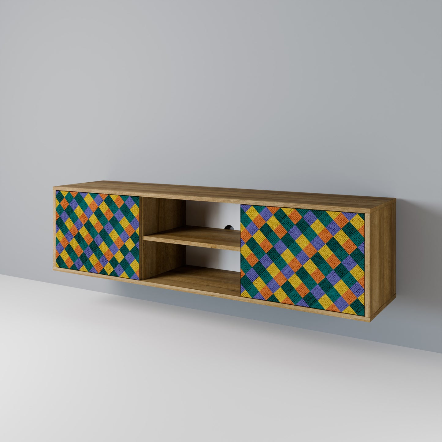 Mobile TV a 2 ante PAINTED SQUARES MIX in effetto rovere