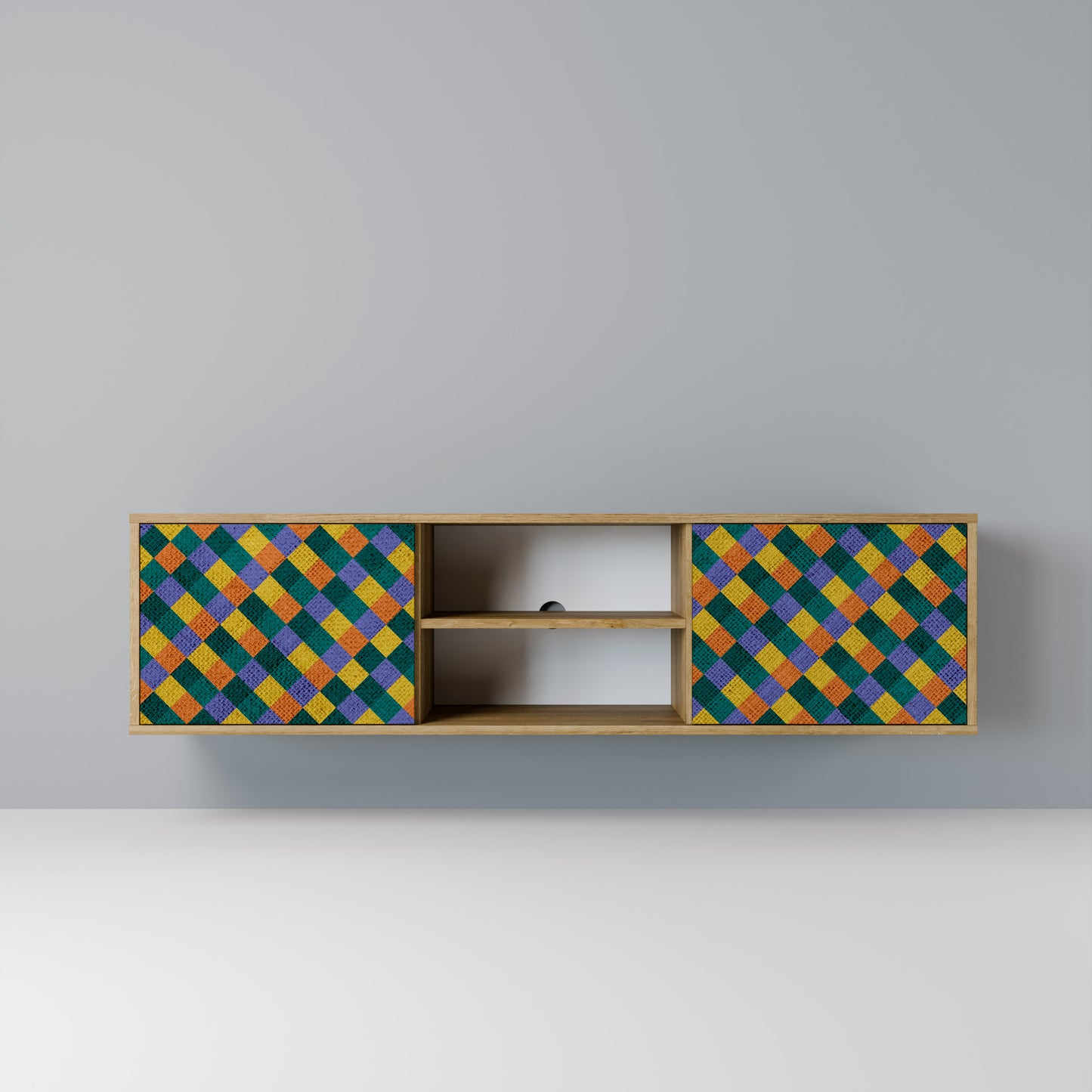 Mobile TV a 2 ante PAINTED SQUARES MIX in effetto rovere