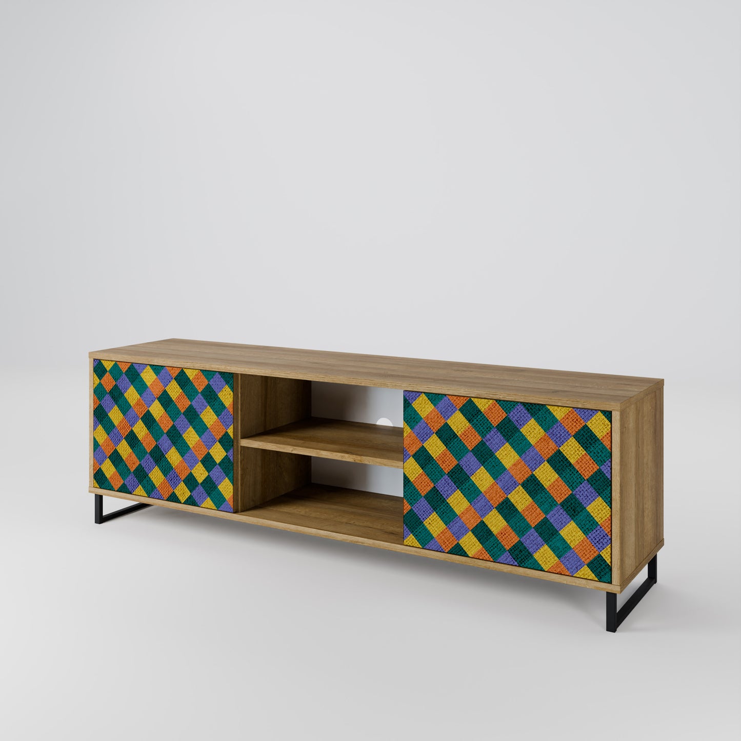 Mobile TV a 2 ante PAINTED SQUARES MIX in effetto rovere