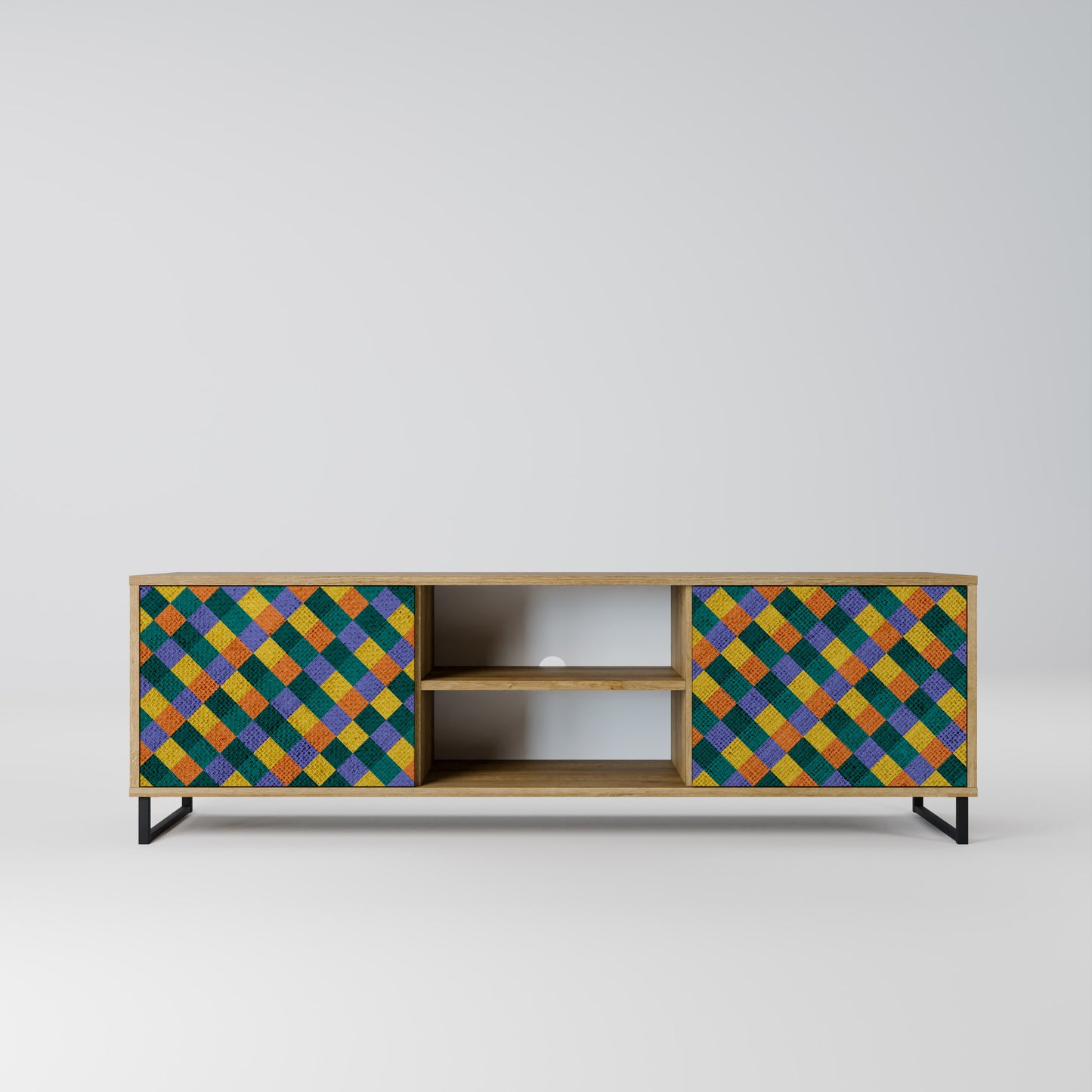 Mobile TV a 2 ante PAINTED SQUARES MIX in effetto rovere