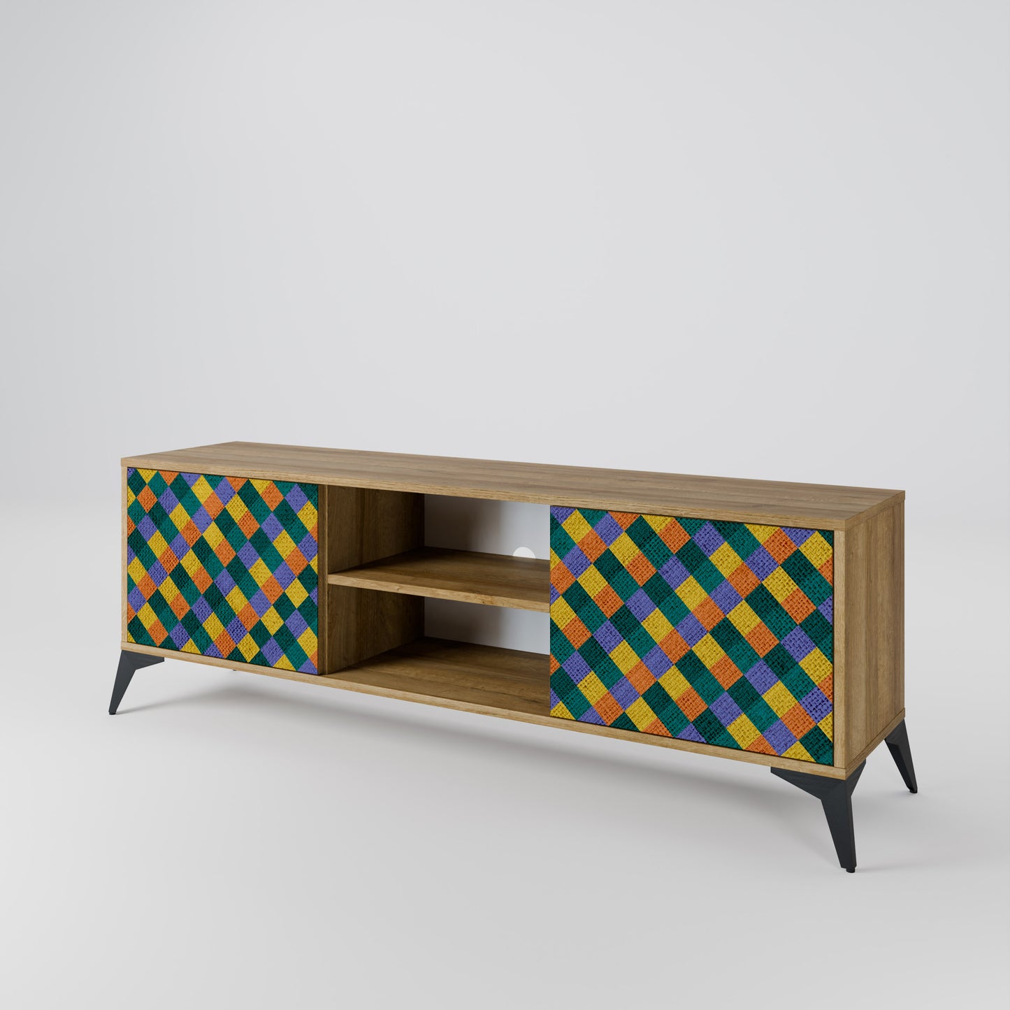 Mobile TV a 2 ante PAINTED SQUARES MIX in effetto rovere