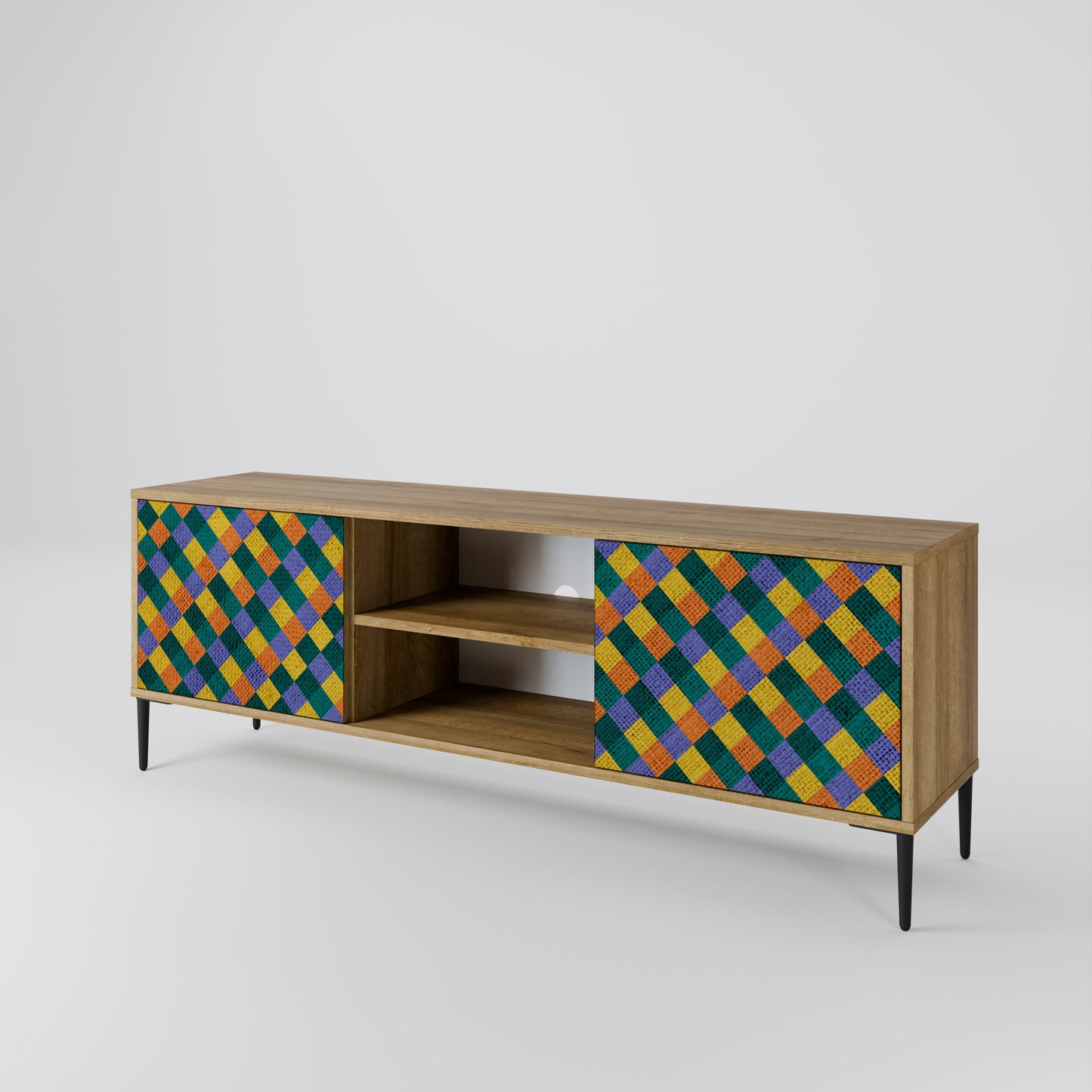 Mobile TV a 2 ante PAINTED SQUARES MIX in effetto rovere