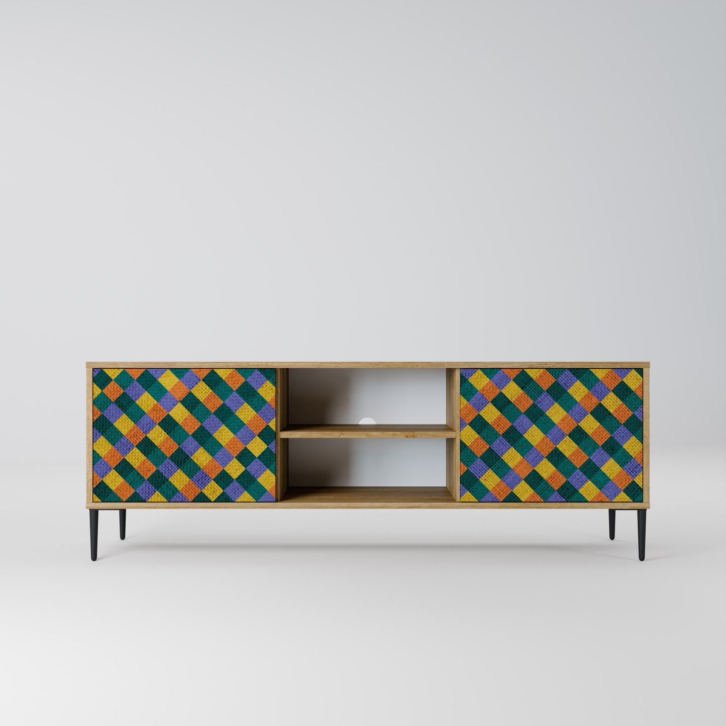 Mobile TV a 2 ante PAINTED SQUARES MIX in effetto rovere