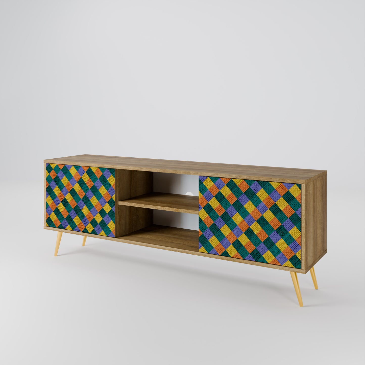 Mobile TV a 2 ante PAINTED SQUARES MIX in effetto rovere