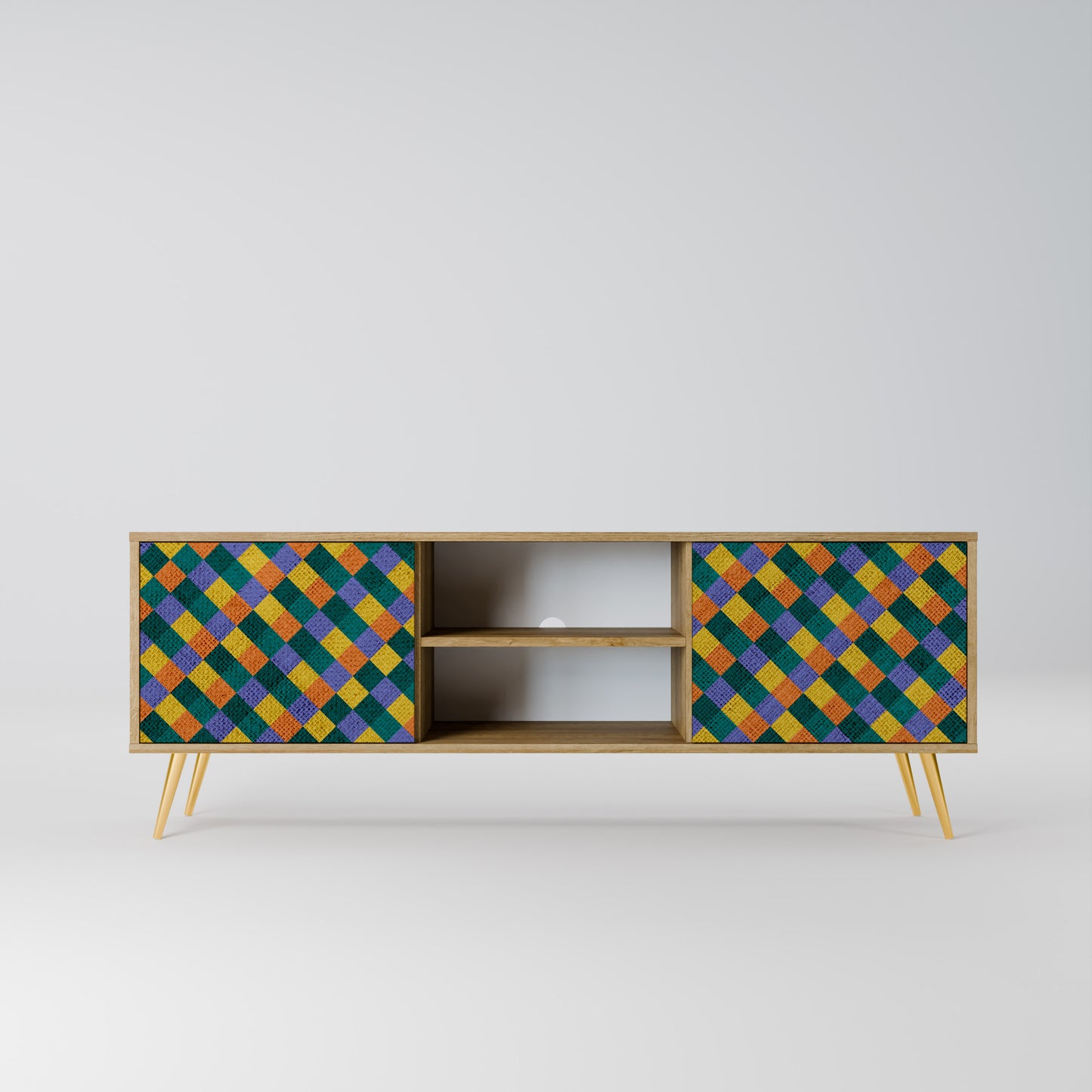 Mobile TV a 2 ante PAINTED SQUARES MIX in effetto rovere