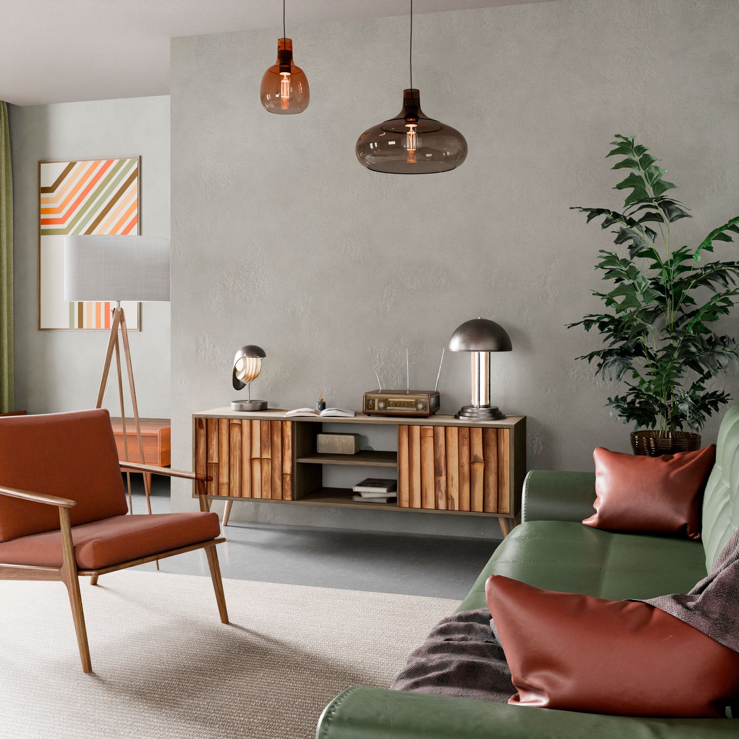 Mobile TV a 2 ante in legno naturale effetto rovere